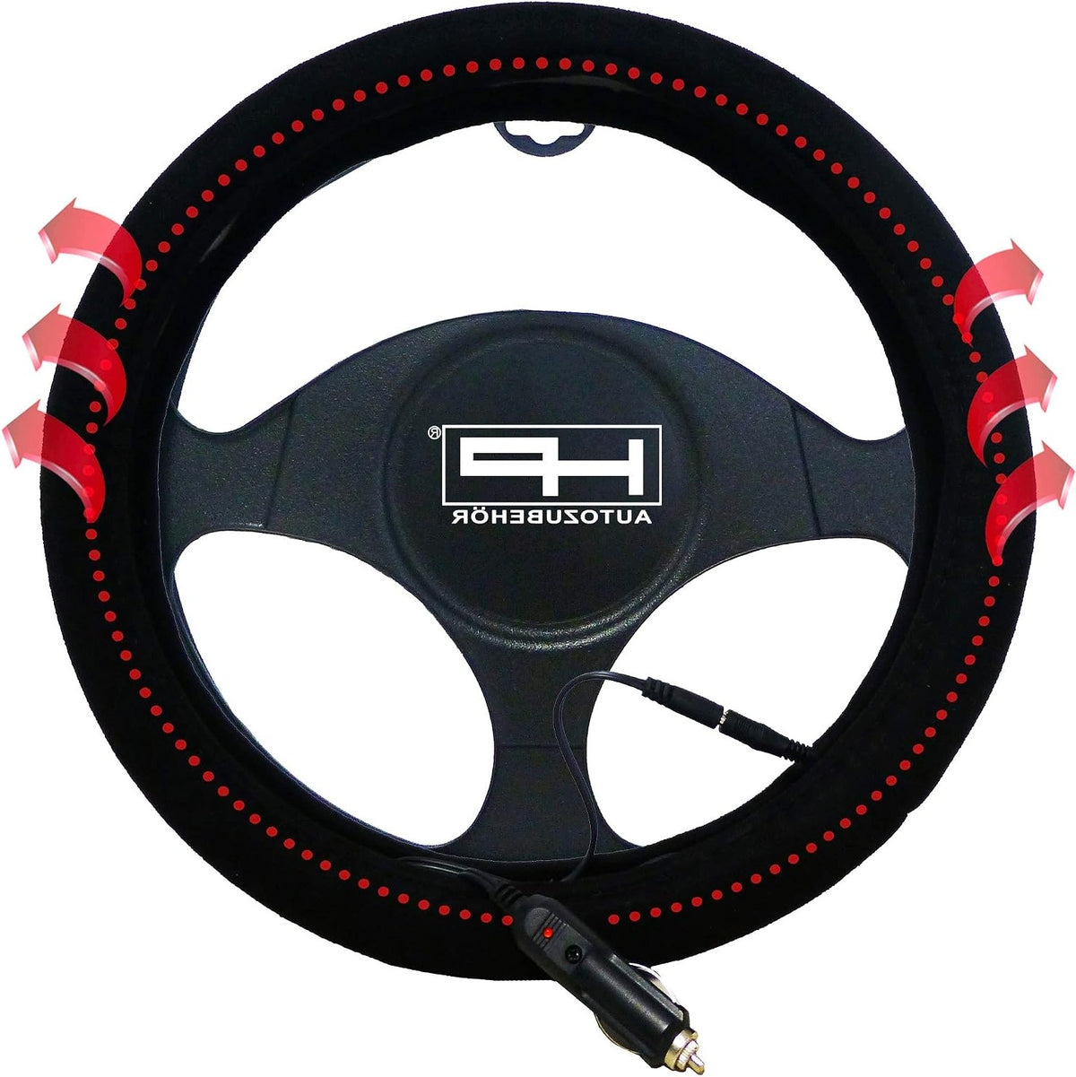 HEATED STEERING WHEEL COVER BLACK 37-39 CM FAST HEATING