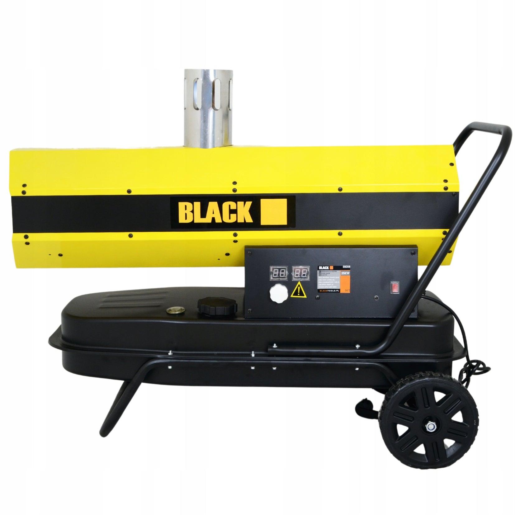 HEATER OIL BLOWER WITH CHIMNEY 25KW THERMOSTAT LCD BRAND BLACK TOOLS Manufacturer code 55058