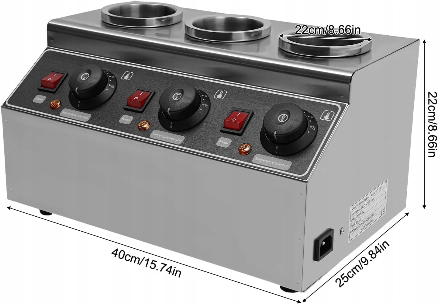 HEATER WITH 3 POTS FOR CHOCOLATE SAUCES AND FOOD PRODUCTS 2.4E+2 Packaging status original