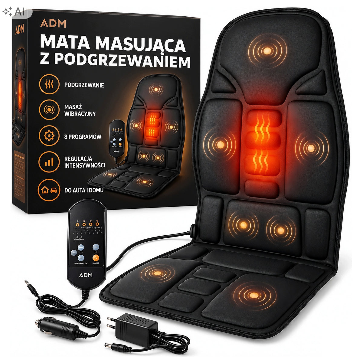 HEATING MAT FOR HEATED SEAT 2IN1 MASSAGING FOR CAR 8 PROGRAMS