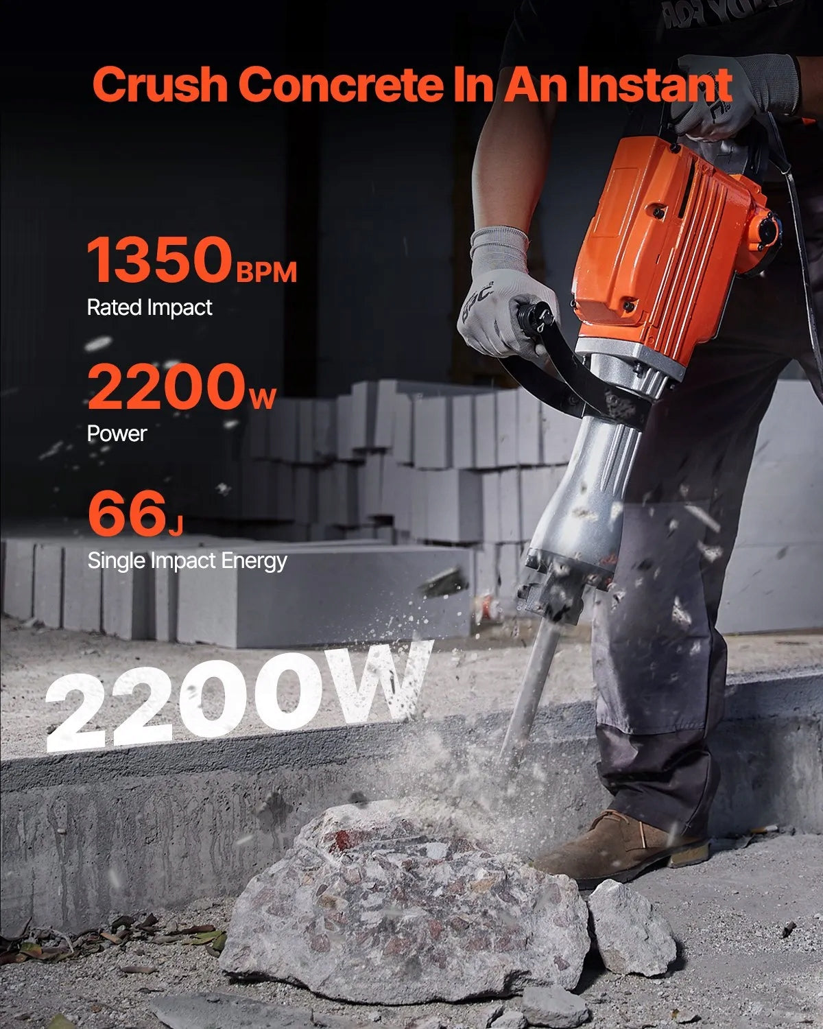 HEAVY DUTY CONCRETE DEMOLITION HAMMER 2200W ELECTRIC HAMMER Packaging status original