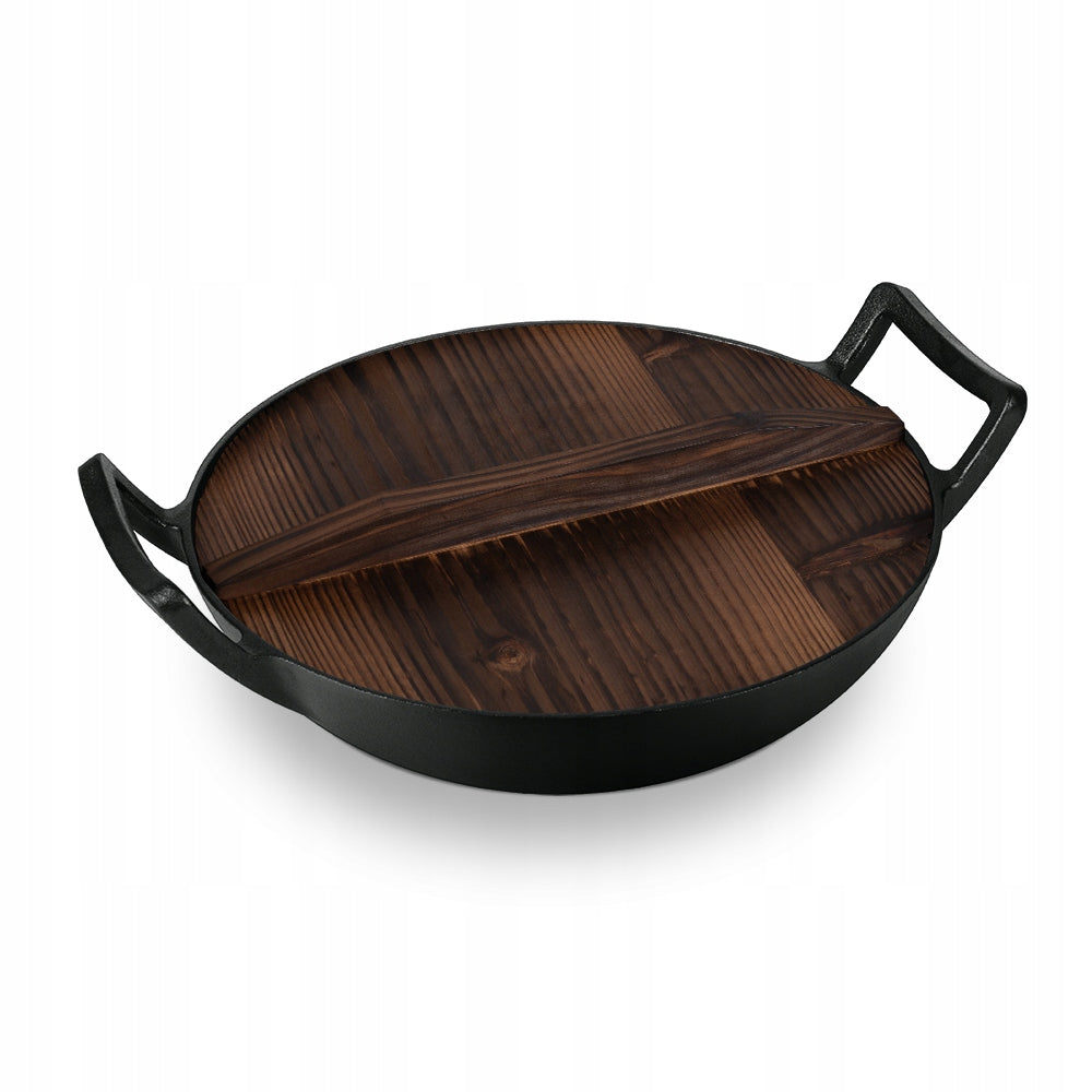 HEAVY FRYING PAN WOK CAST IRON 30CM INDUCTION GAS MATTE BLACK LP-BH-190 Brand Berlinger Haus