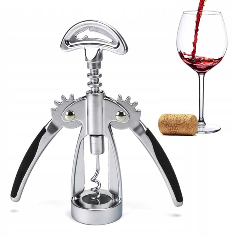 HEAVY WINE CORKSCREW MANUAL METAL BOTTLE OPENER STAINLESS STEEL.