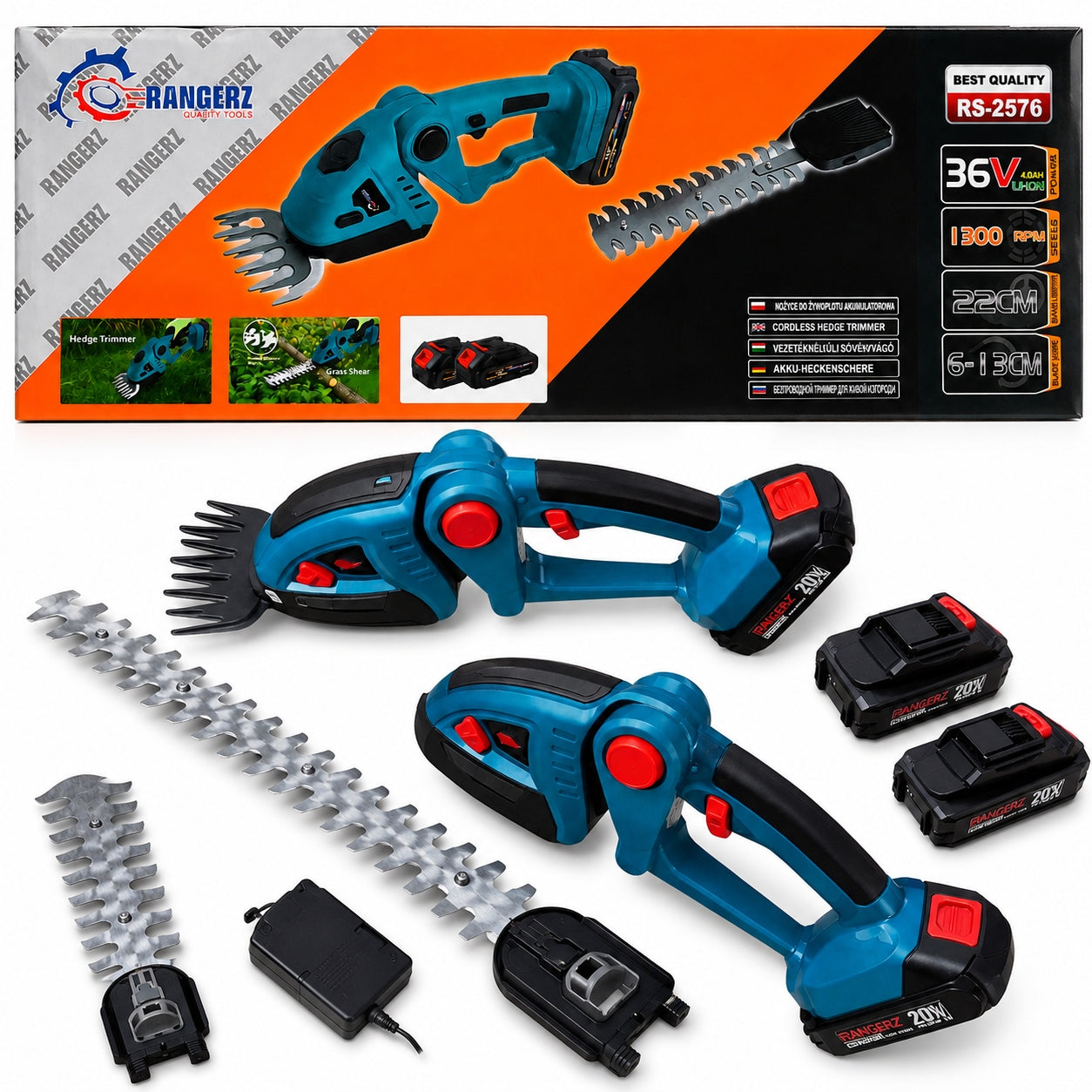 HEDGE TRIMMER GRASS SHRUB CORDLESS ELECTRIC 2X24V + AKU