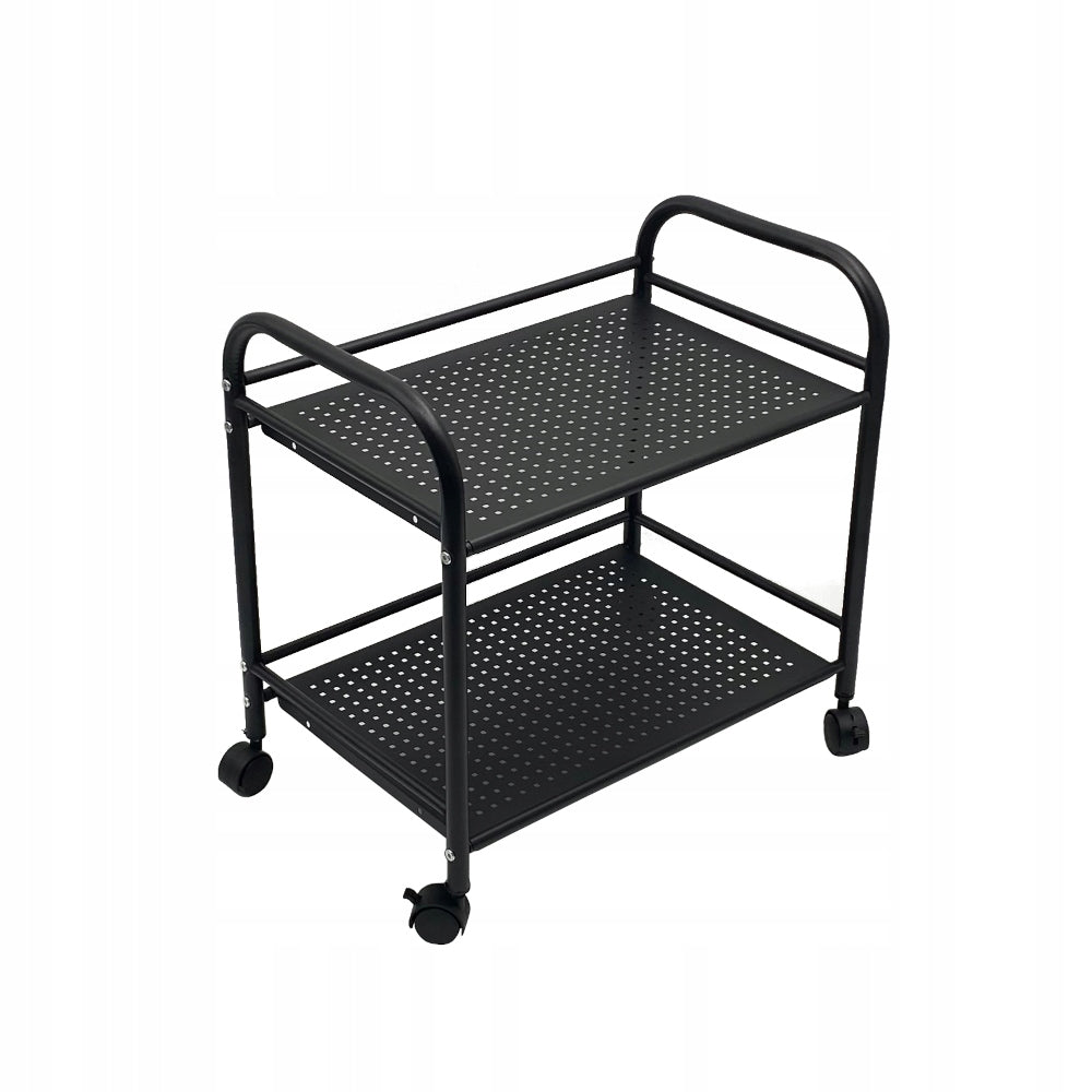 HELPER COSMETIC TABLE HAIRDRESSER TROLLEY FOR SALON METAL 2 SHELVES BLACK