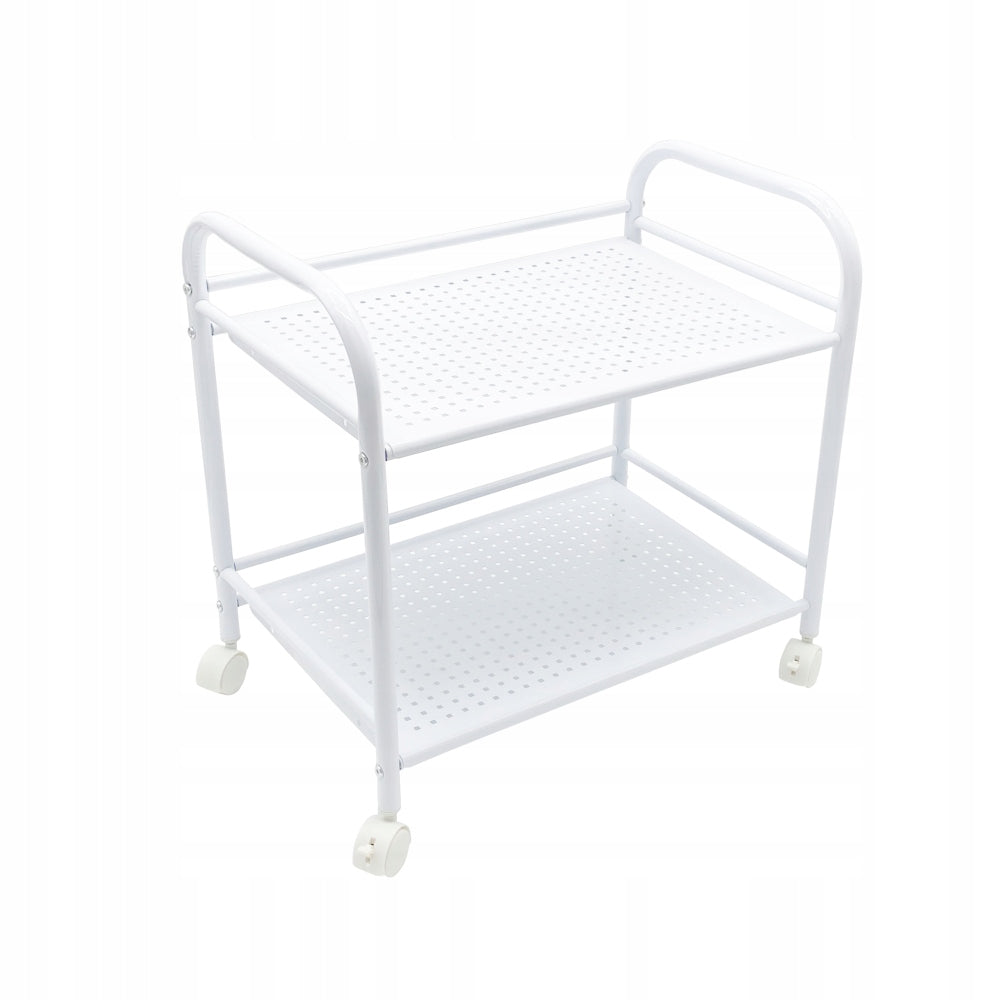 HELPER COSMETIC TABLE HAIRDRESSER TROLLEY FOR SALON METAL 2 SHELVES WHITE