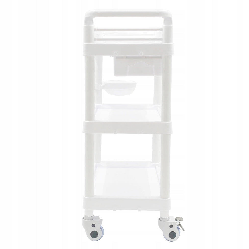 HELPER COSMETIC TABLE HAIRDRESSER TROLLEY FOR SPA SALON 3 SHELVES BASKET W1 Color white