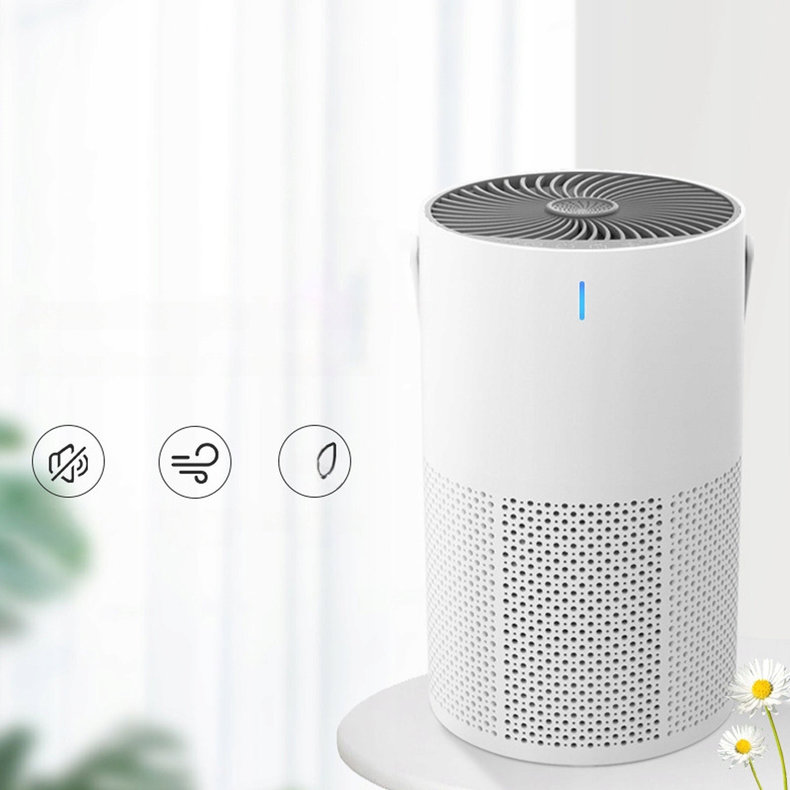 HEPA Filter Air Purifier 360° Dual Channel Night Light Bedroom Use White Packaging status original
