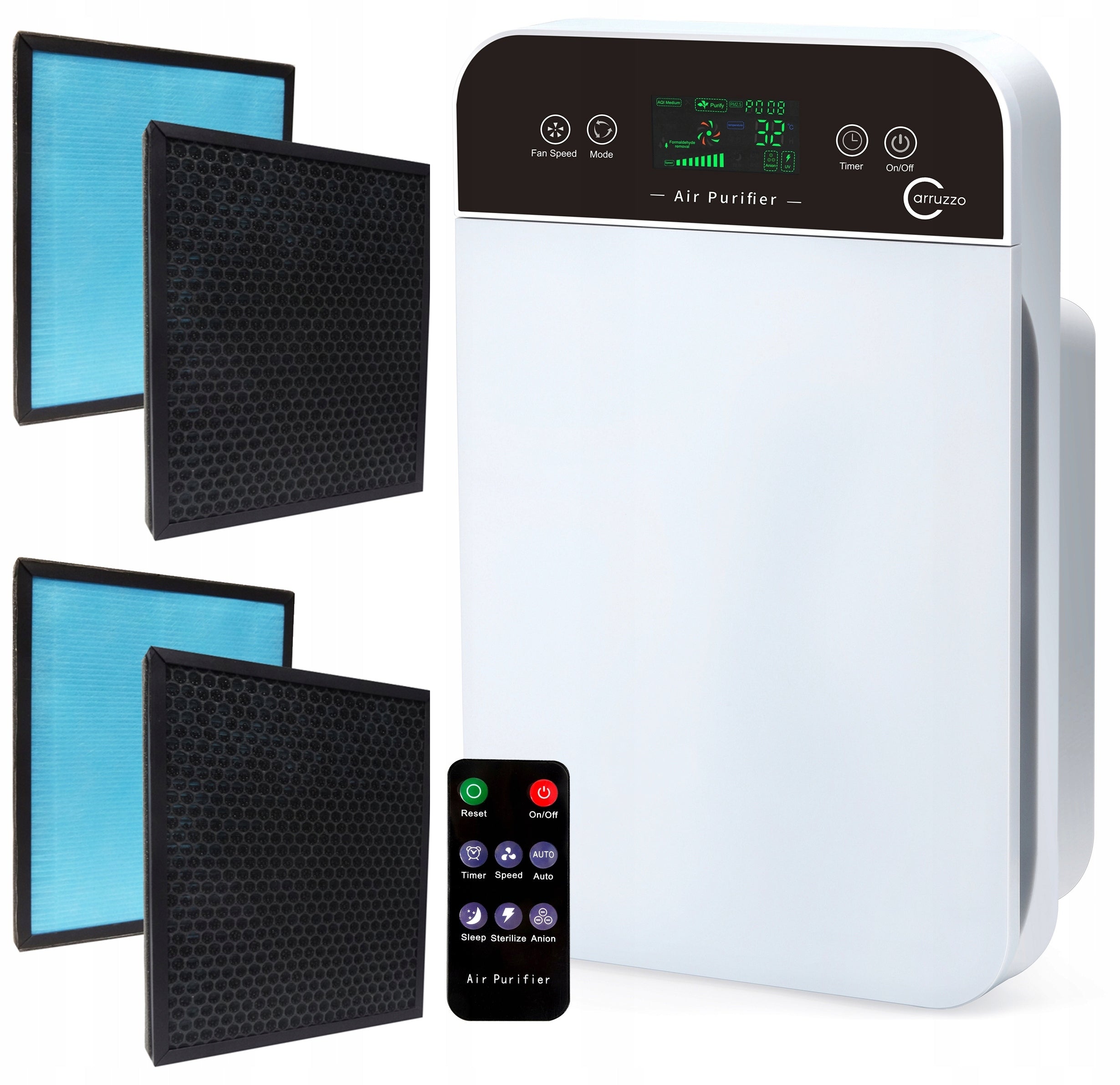 HEPA air purifier with ionization and sterilization – 2 filters, remote control