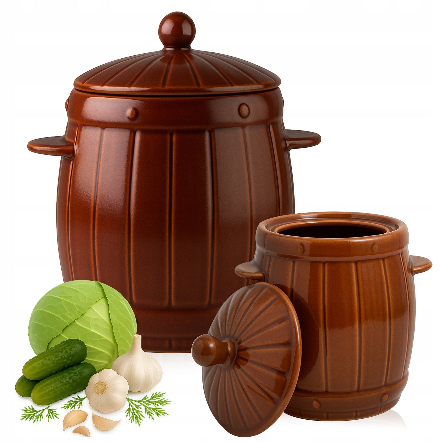 HERMATIC BARREL 4L CERAMIC STONEWARE FOR SWEDISH TABLE LARD CUCUMBERS