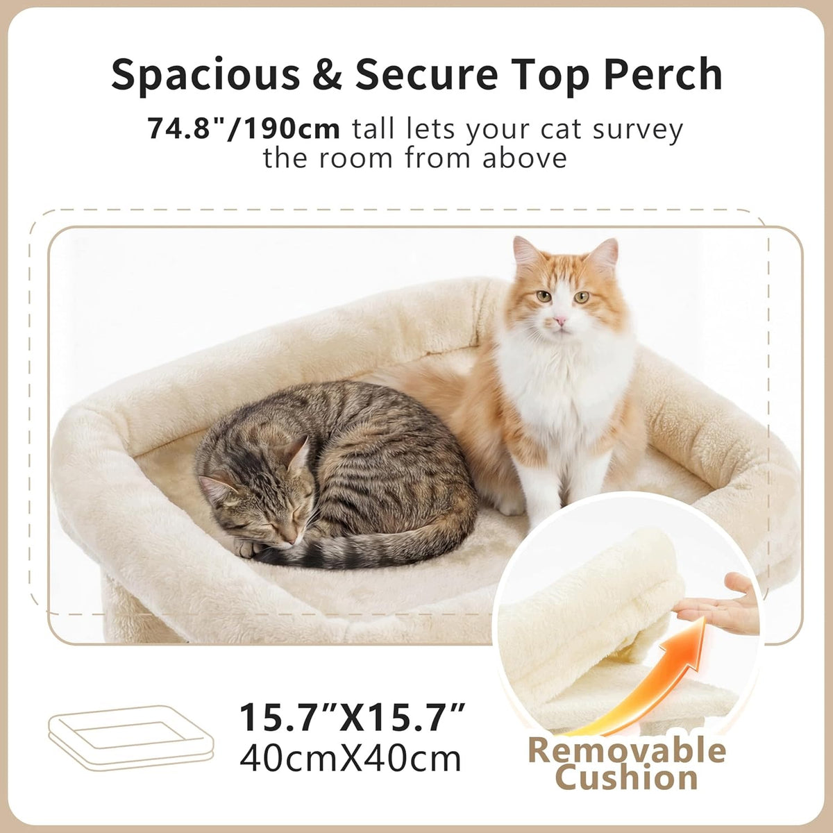 HEYBLY CAT SCRATCHER XXL TOWER 2xHOUSE HAMMOCK BEIGE 190cm BA244 Packaging status original
