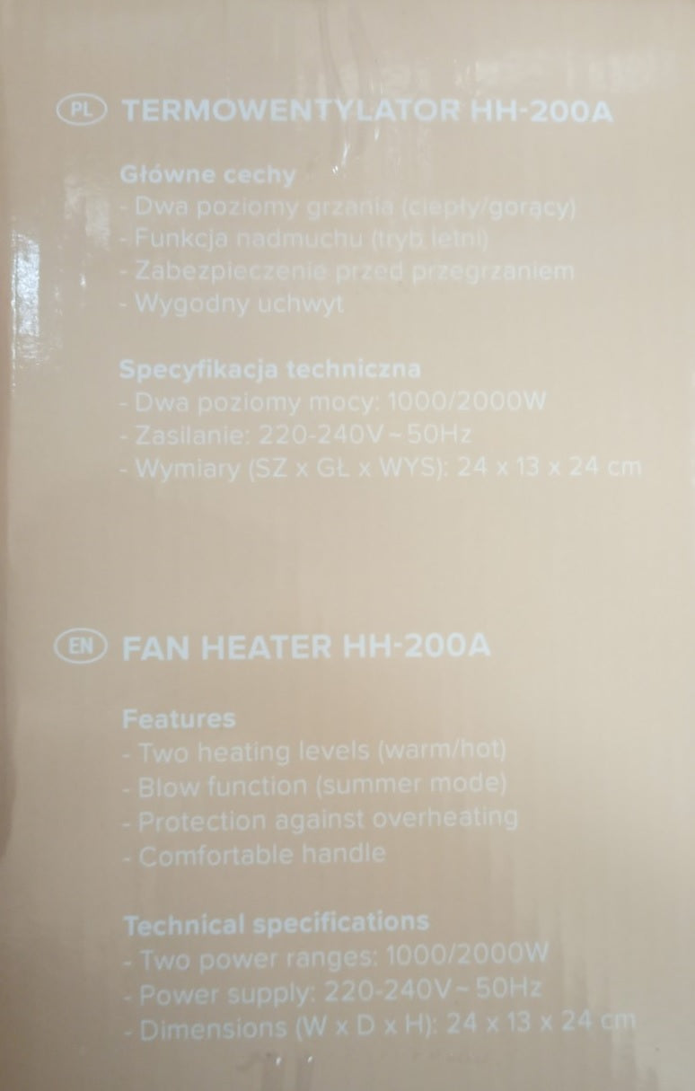 HH-200A ELECTRIC HEATER Brand Mirpol