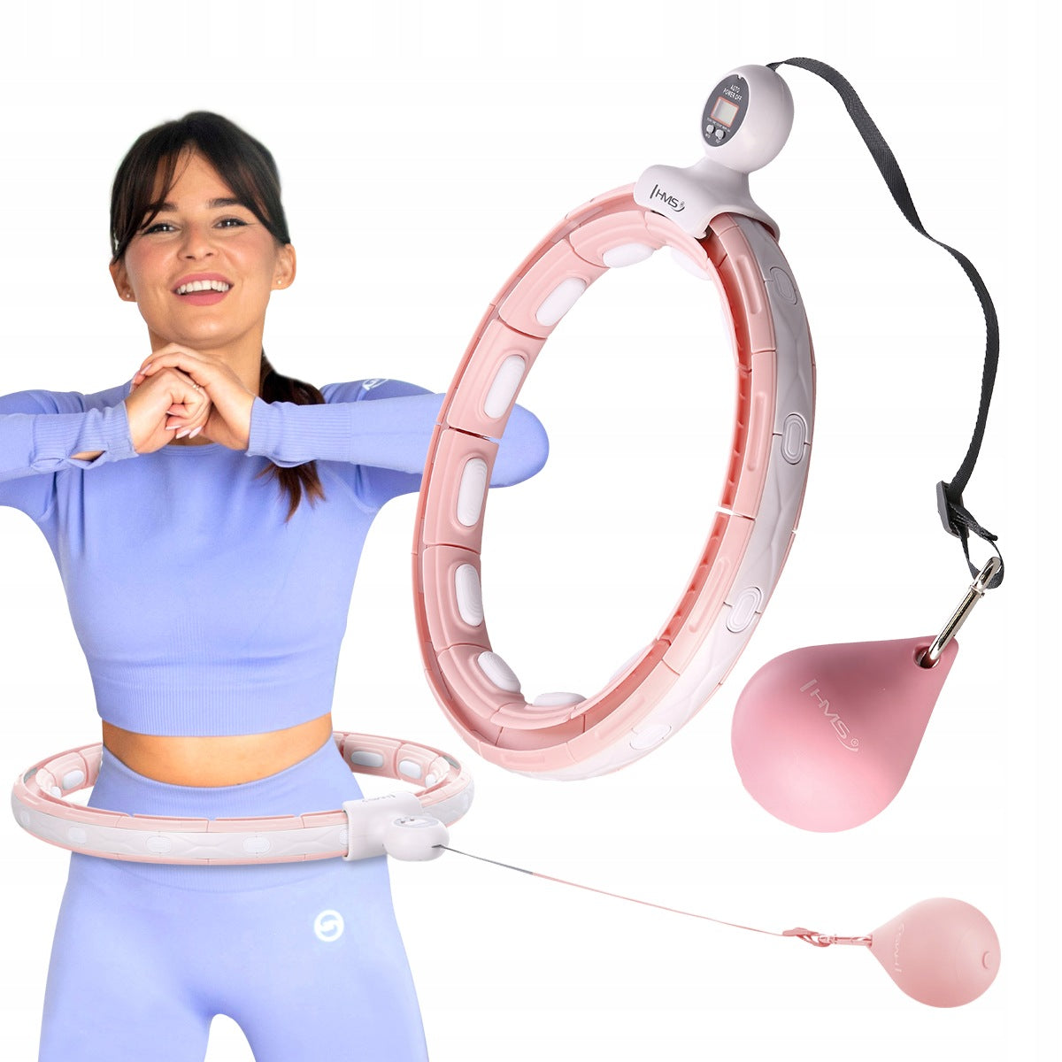 HHM15 HULA HOOP PINK WITH MAGNET AND WEIGHT + COUNTER HMS Brand HMS