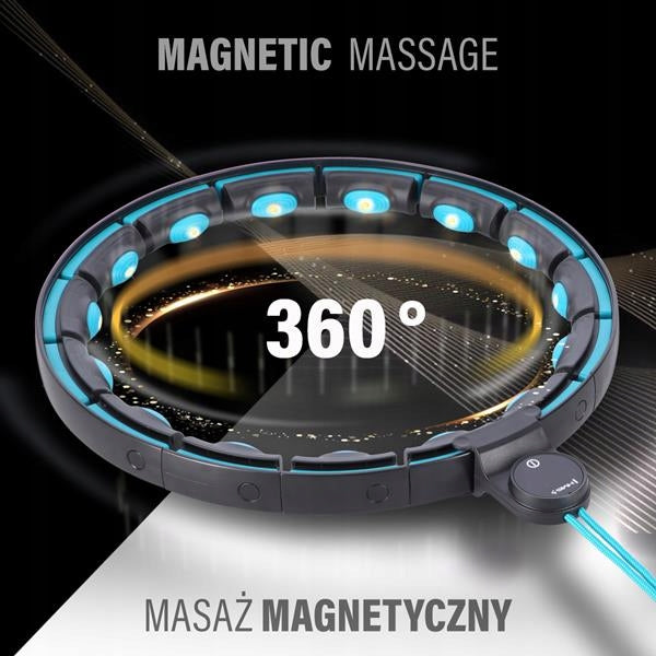 HHM17 HULA HOOP BLACK/TURQUOISE WITH MAGNETS AND WEIGHT + COUNTER HMS Brand HMS