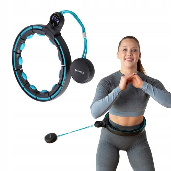 HHM17 HULA HOOP BLACK/TURQUOISE WITH MAGNETS AND WEIGHT + COUNTER HMS Color black