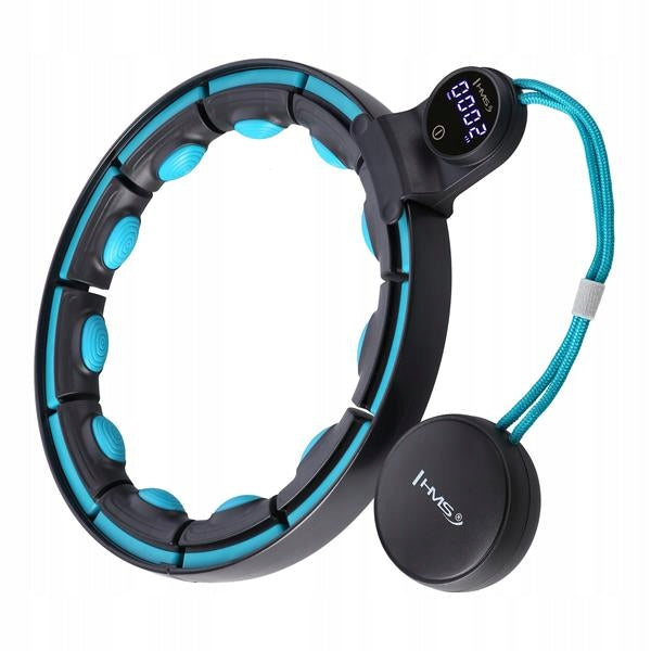 HHM17 HULA HOOP BLACK/TURQUOISE WITH MAGNETS AND WEIGHT + COUNTER HMS