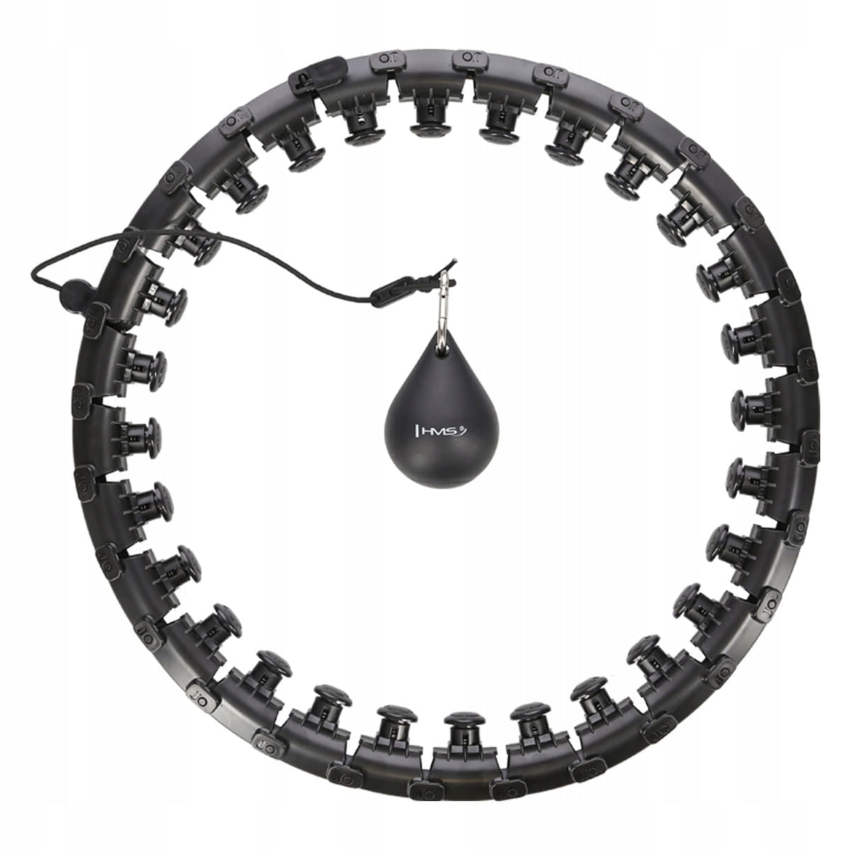 HHW12 PLUS SIZE HULA HOOP BLACK WITH PROJECTIONS AND WEIGHT HMS