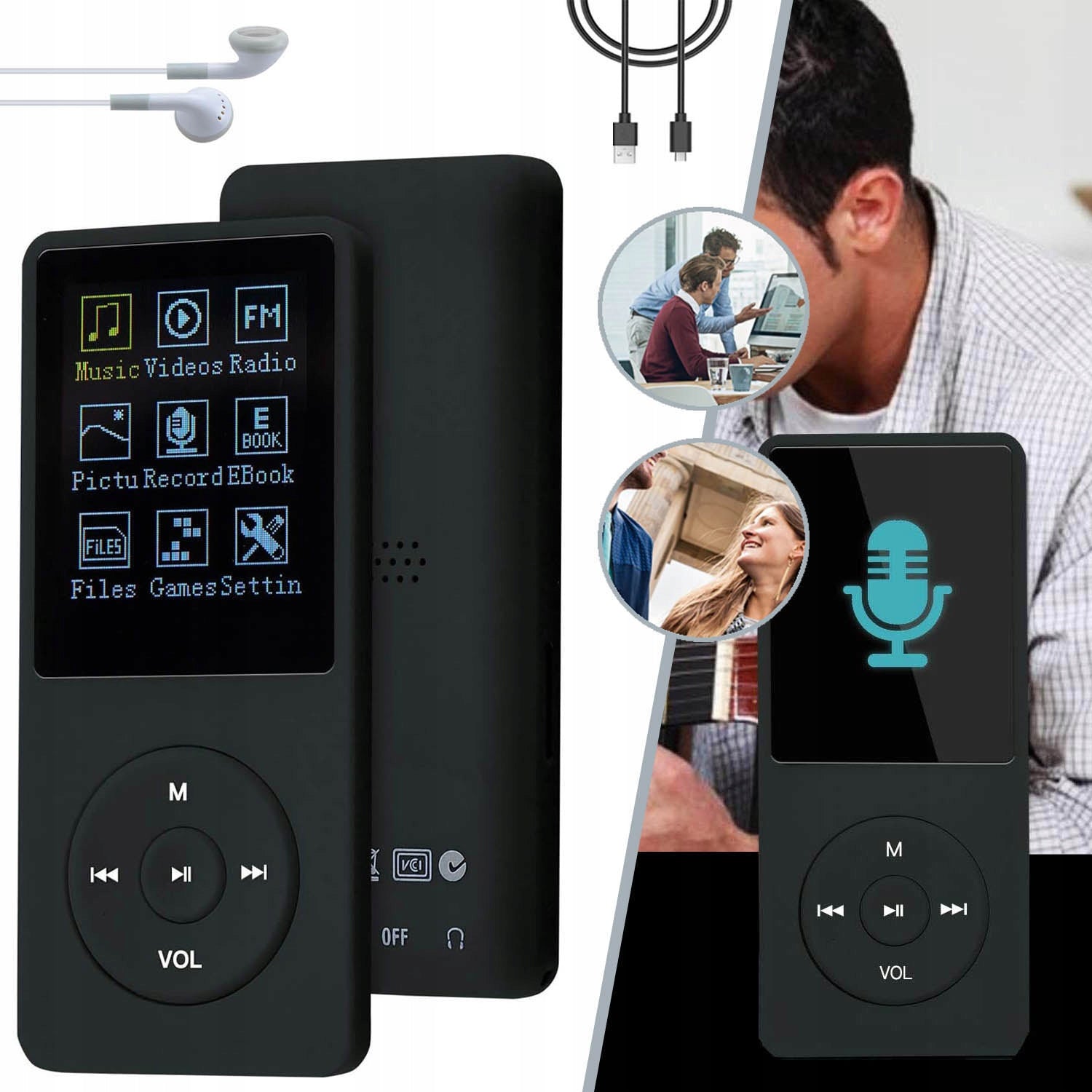 HI-FI MP3 PLAYER BLUETOOTH VOICE RECORDER EBOOK LCD WITH 16GB MEMORY CARD