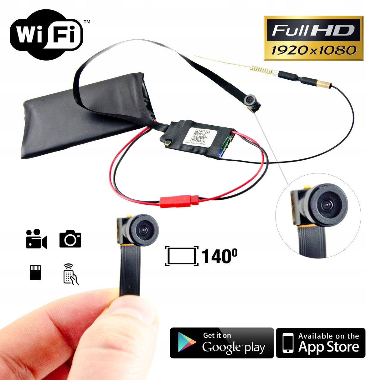 HIDDEN MINI SMALL IP CAMERA WiFi DETECTION FULL HD SPY ANDROID IOS Packaging status original