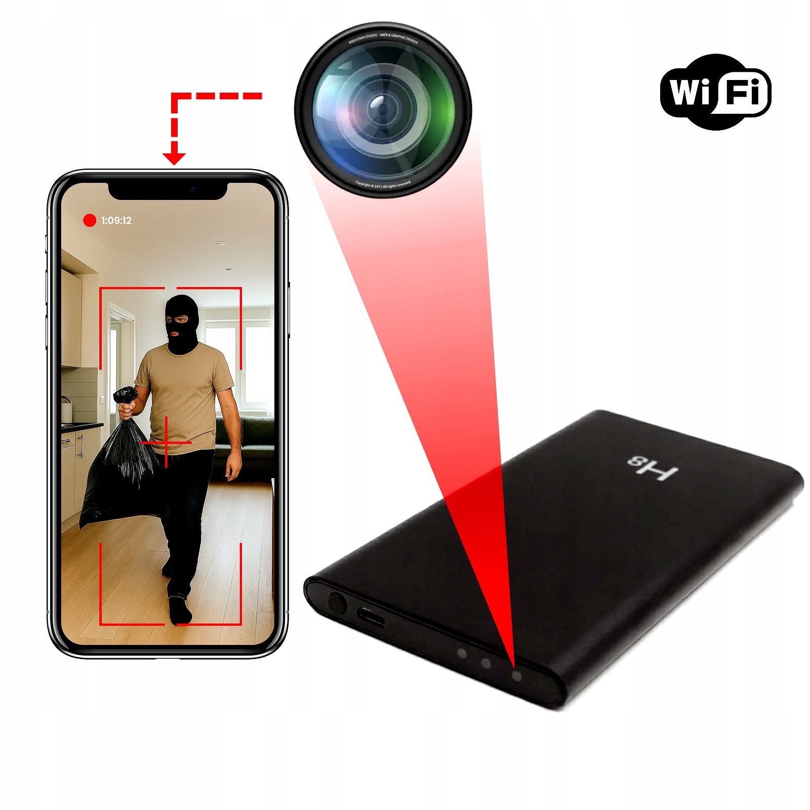 HIDDEN SPY CAMERA IN POWERBANK MINI WIFI MOTION SENSOR FULL HD