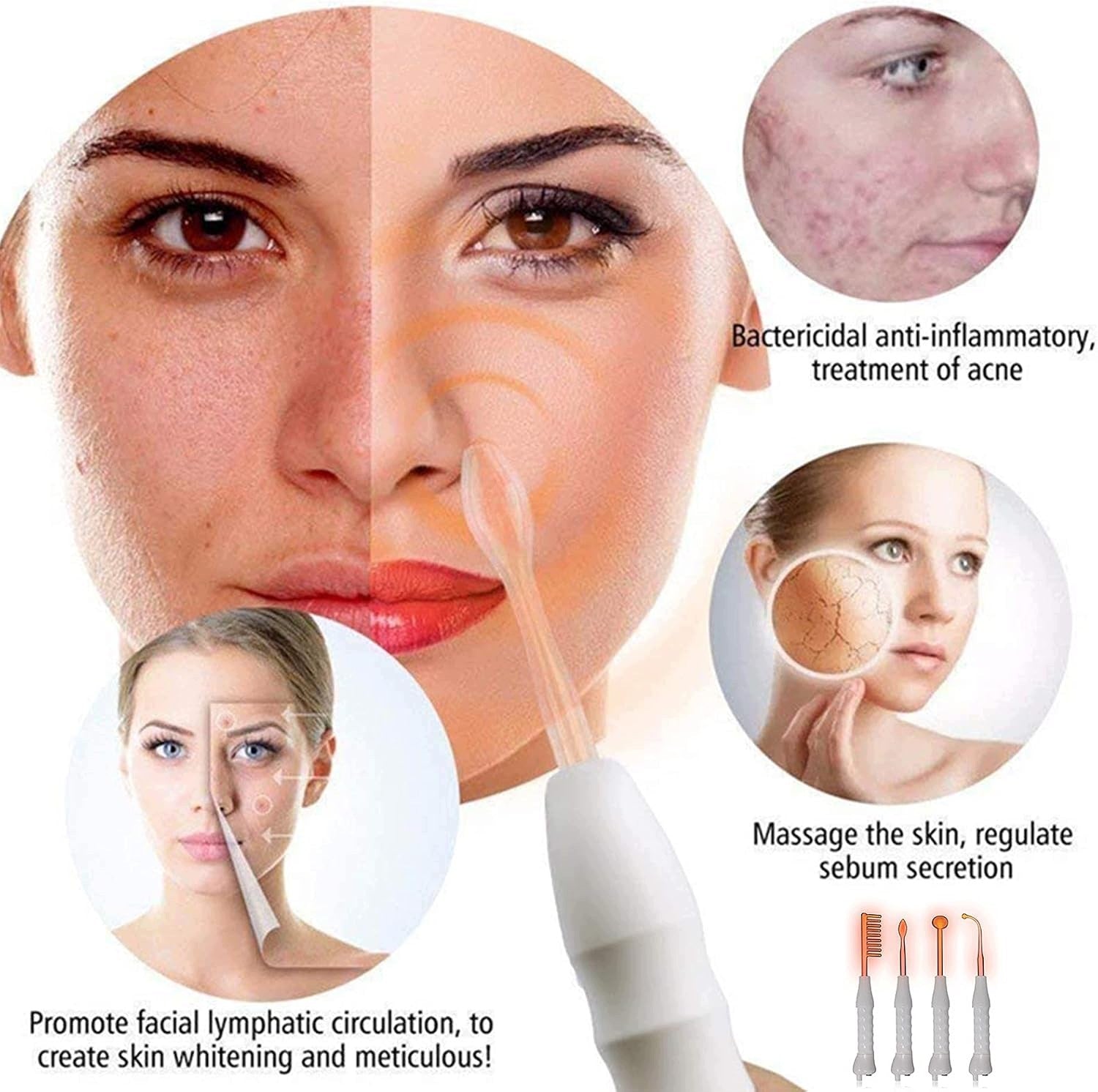 HIGH FREQUENCY SKIN FIRMING DEVICE 4 HEADS Brand EA