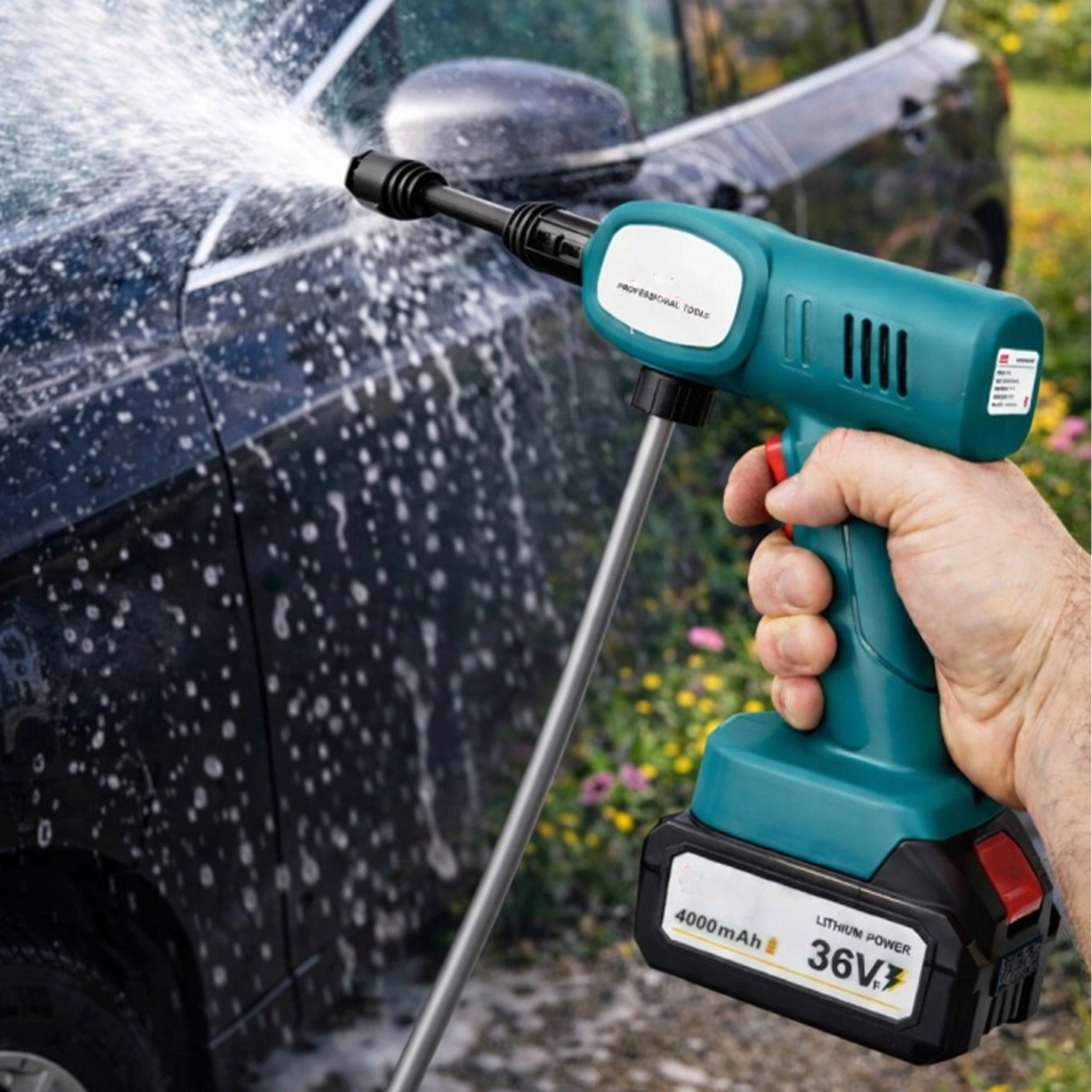 HIGH POWER CORDLESS PRESSURE WASHER 60 BAR 550W 2 BATTERIES CASE Brand ABC