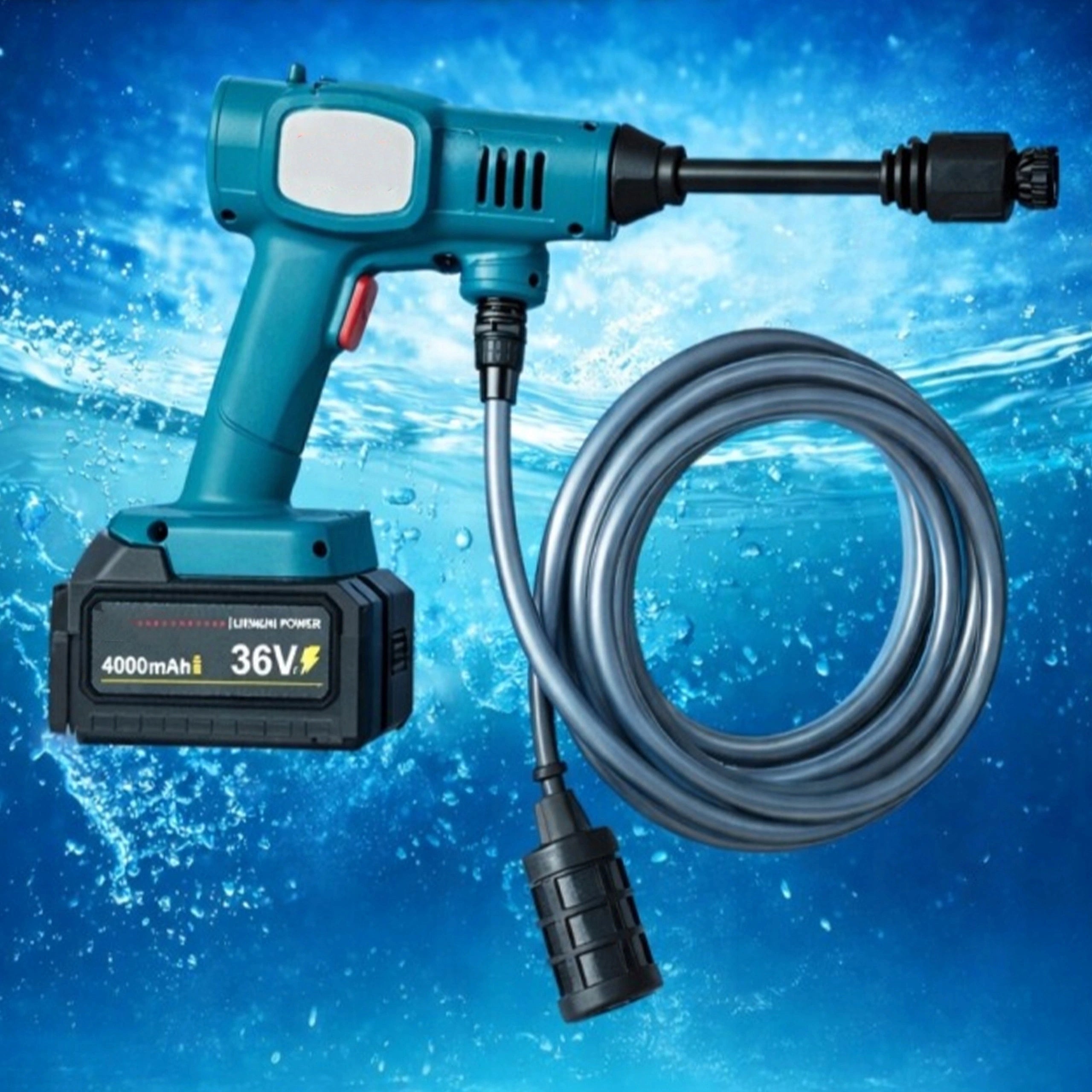 HIGH POWER CORDLESS PRESSURE WASHER 60 BAR 550W 2 BATTERIES CASE Operating pressure 60 bar