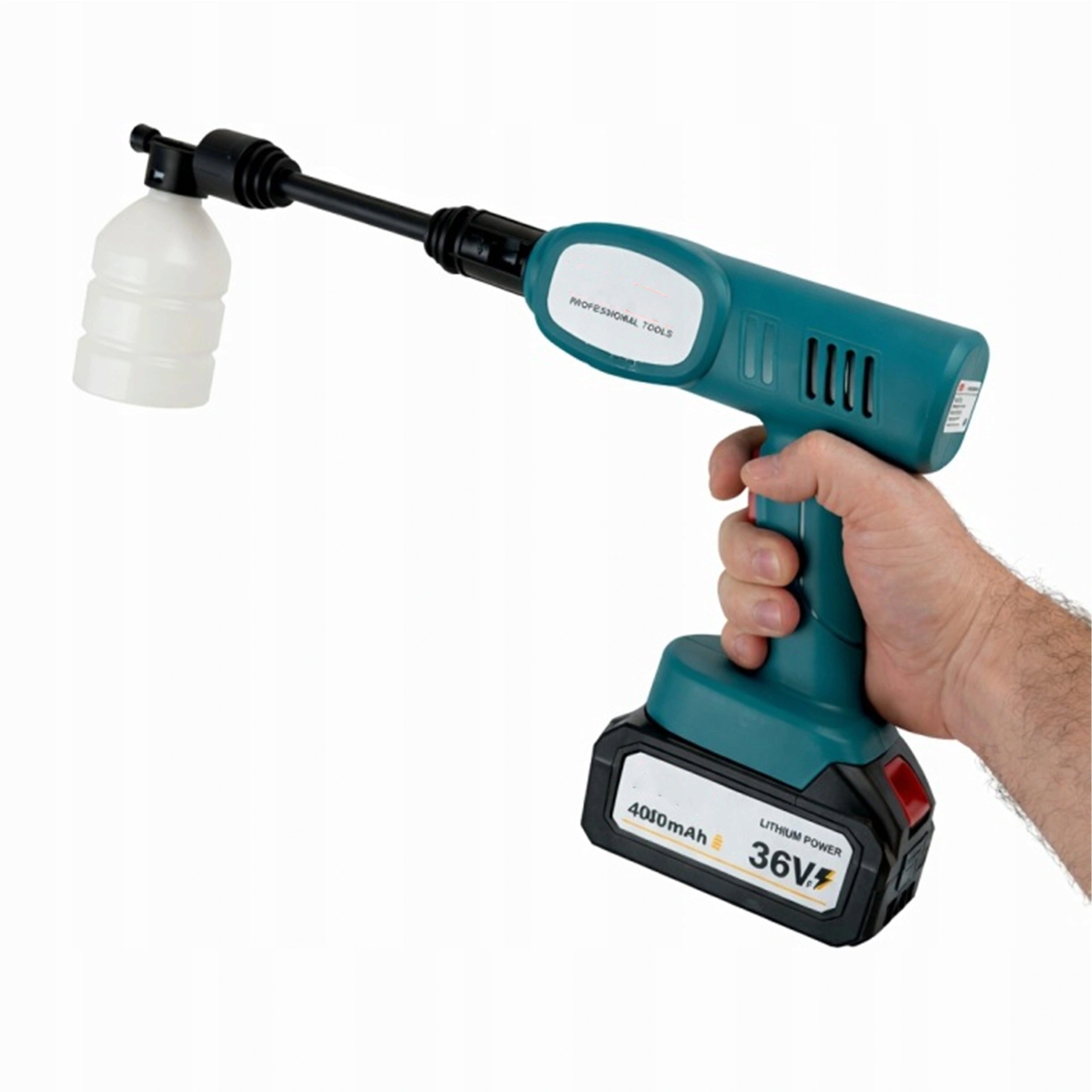 HIGH POWER CORDLESS PRESSURE WASHER 60 BAR 550W 2 BATTERIES CASE Pump type made of aluminum