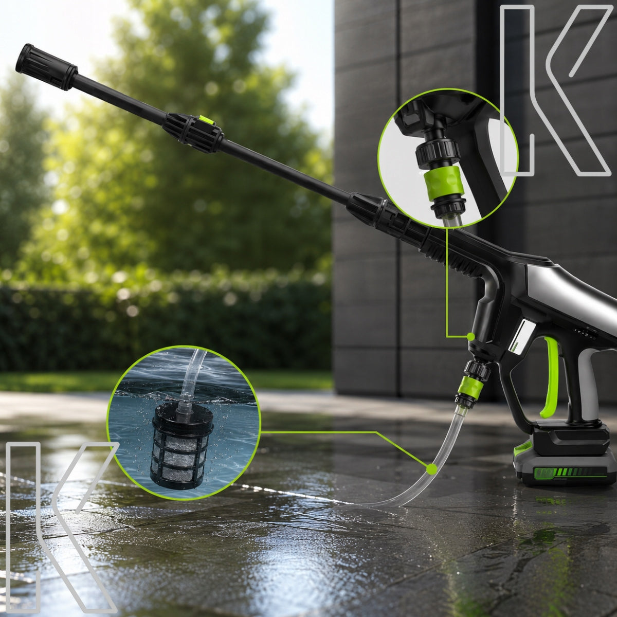 HIGH PRESSURE CORDLESS WASHER 60BAR 21V 3Ah POWERFUL GARDEN KIT Operating pressure 60 bar