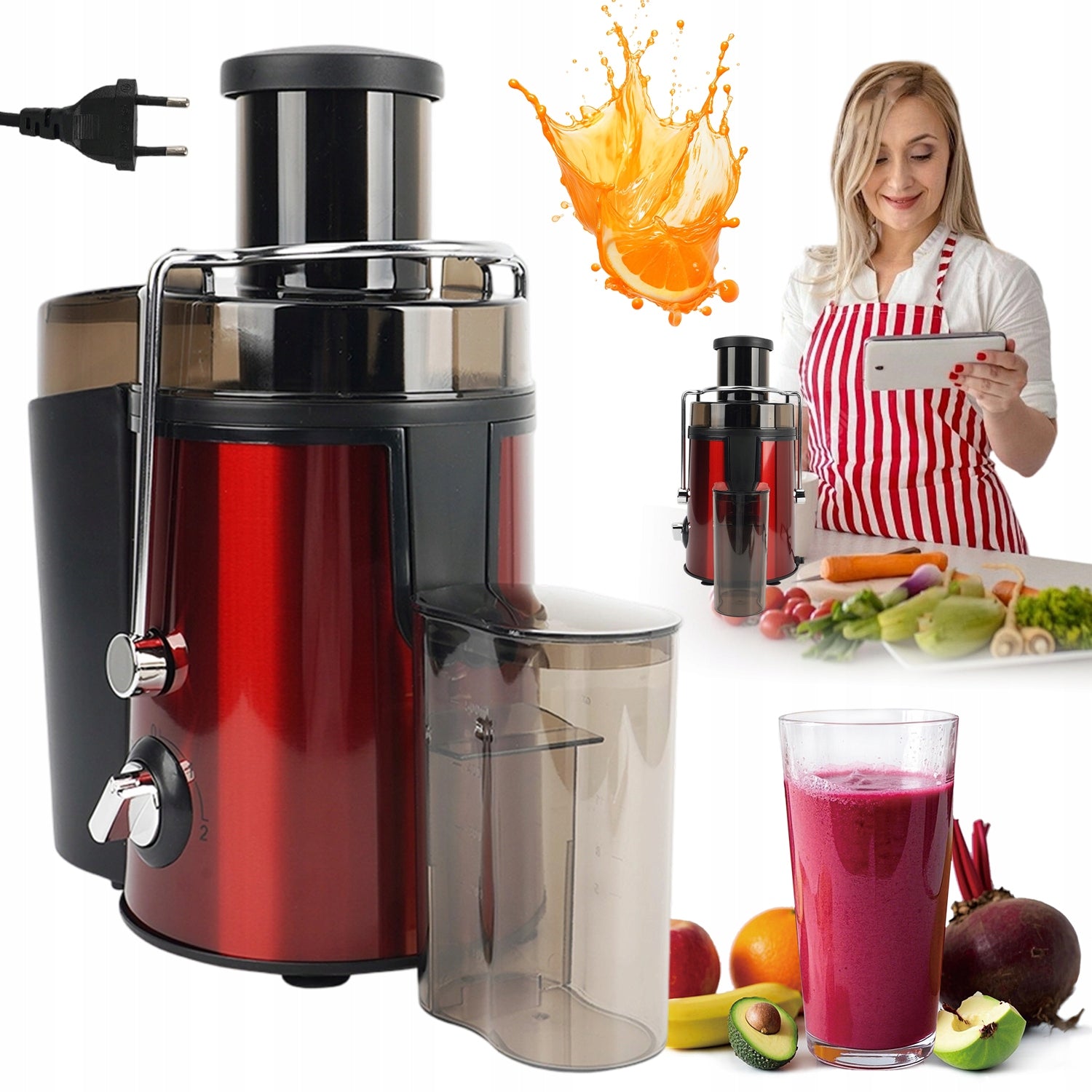 HIGH SPEED FRUIT AND VEGETABLE JUICER 1000W WITH 3 SPEED LEVELS