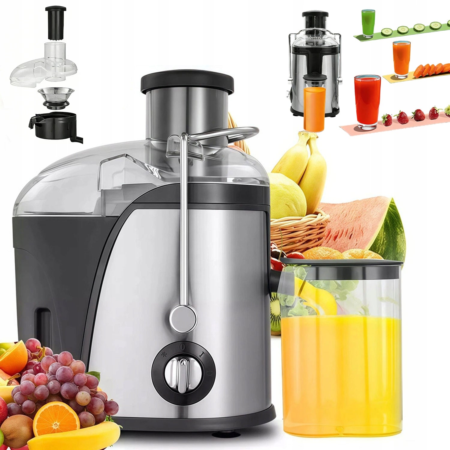 HIGH SPEED JUICER 1500W For Fruit And Vegetable Large Hole