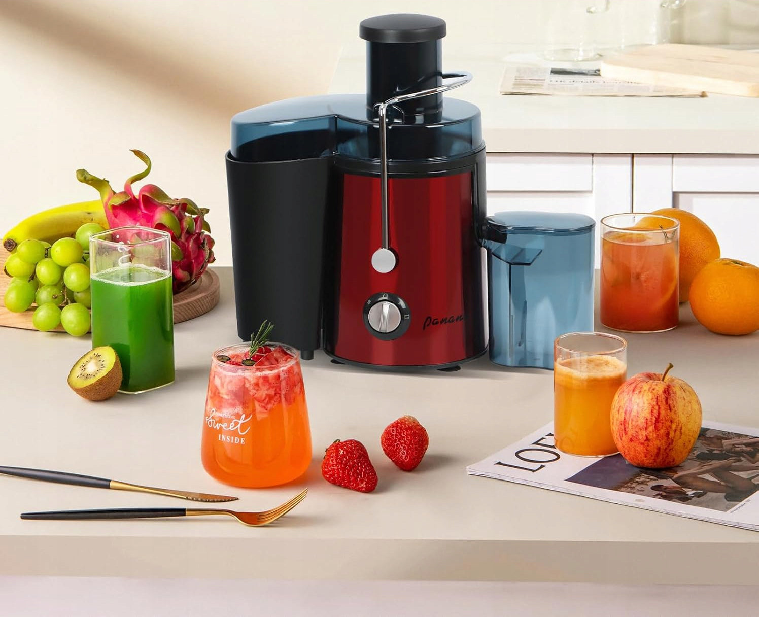 HIGH SPEED JUICER KERCH FRUIT VEGETABLE HOLE 70MM Red Brand no brand