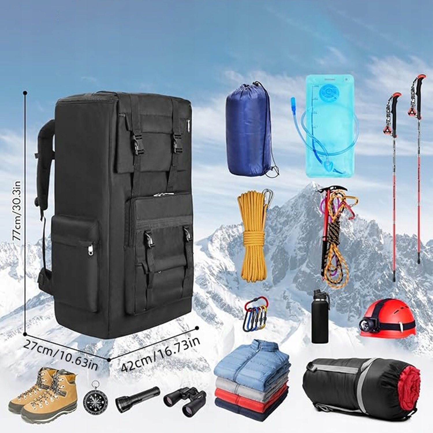 HIKING BACKPACK 120L LARGE TREKKING MOUNTAIN WOMEN'S MOUNTAIN CAMP Brand no brand