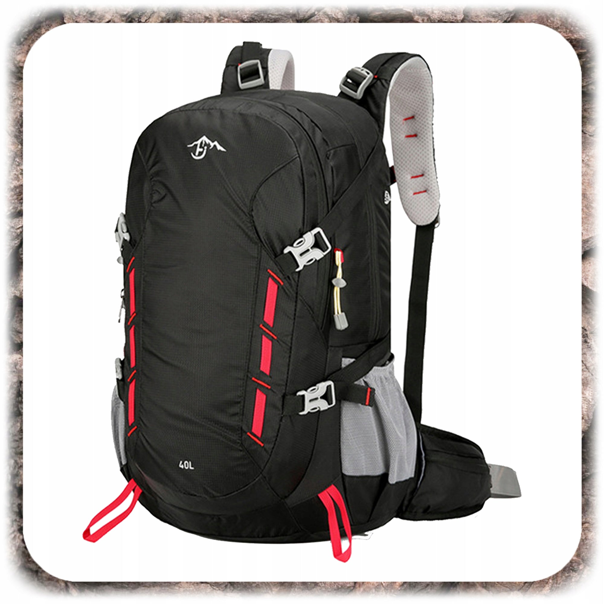 HIKING BACKPACK 40L BLACK MOUNTAIN TREKKING BACKPACK 2 COMPARTMENTS Manufacturer code PLECAK TURYSTYCZNY TREKKINGOWY W GÓY
