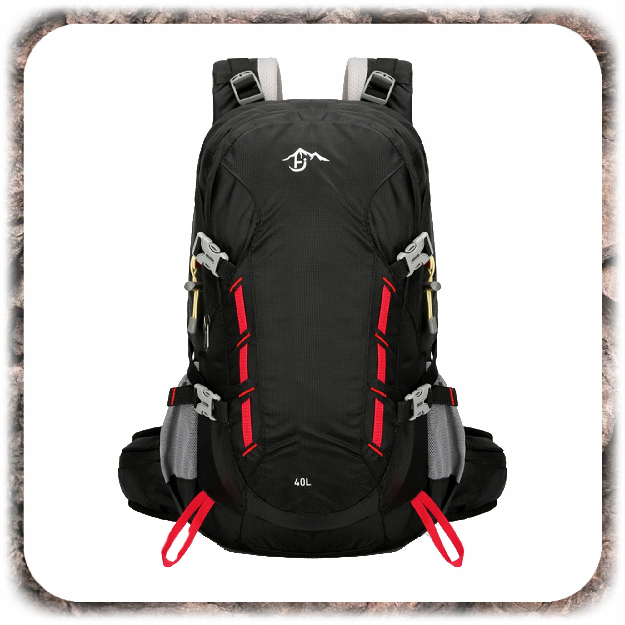 HIKING BACKPACK 40L BLACK MOUNTAIN TREKKING BACKPACK 2 COMPARTMENTS Packaging status original