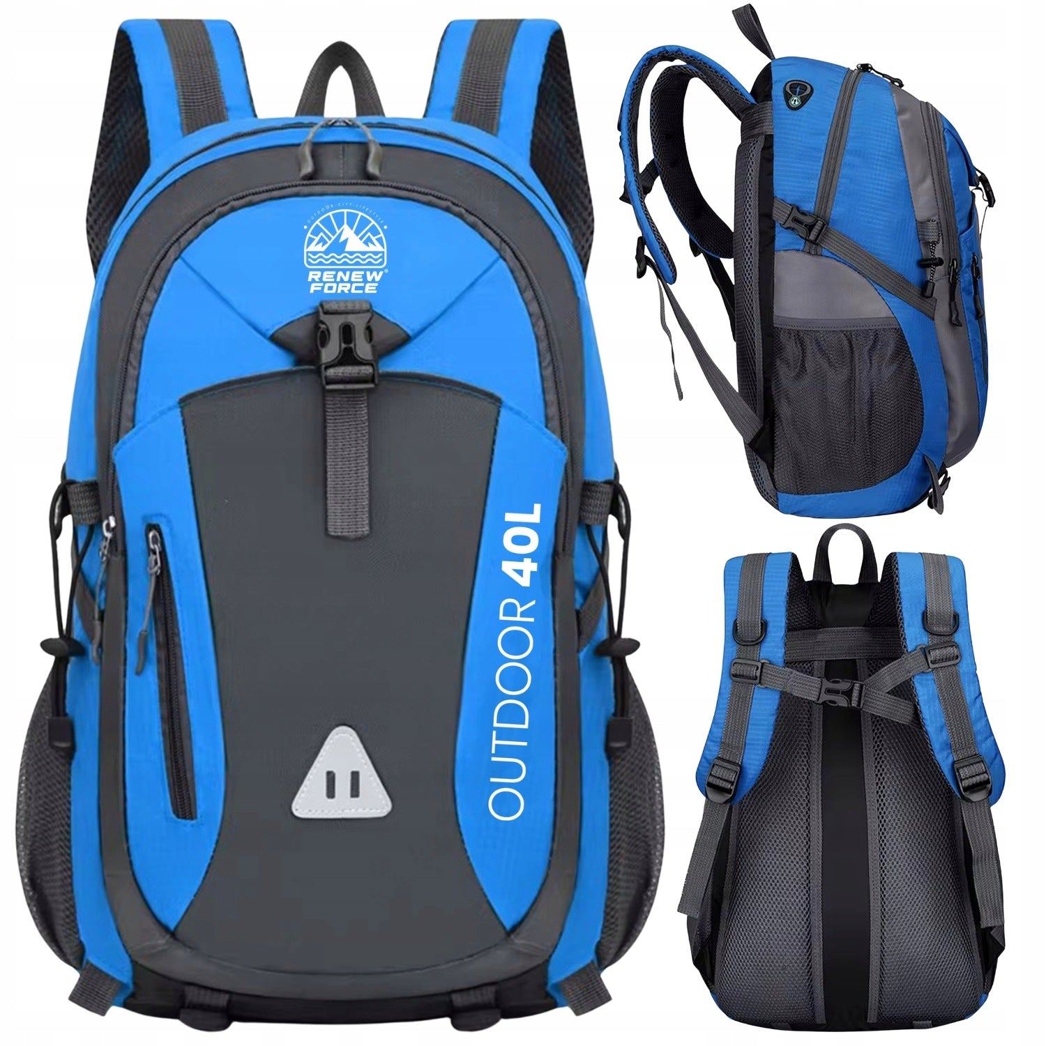 HIKING BACKPACK 40L RENEW FORCE WATER RESISTANT FOR MOUNTAIN TRIPS