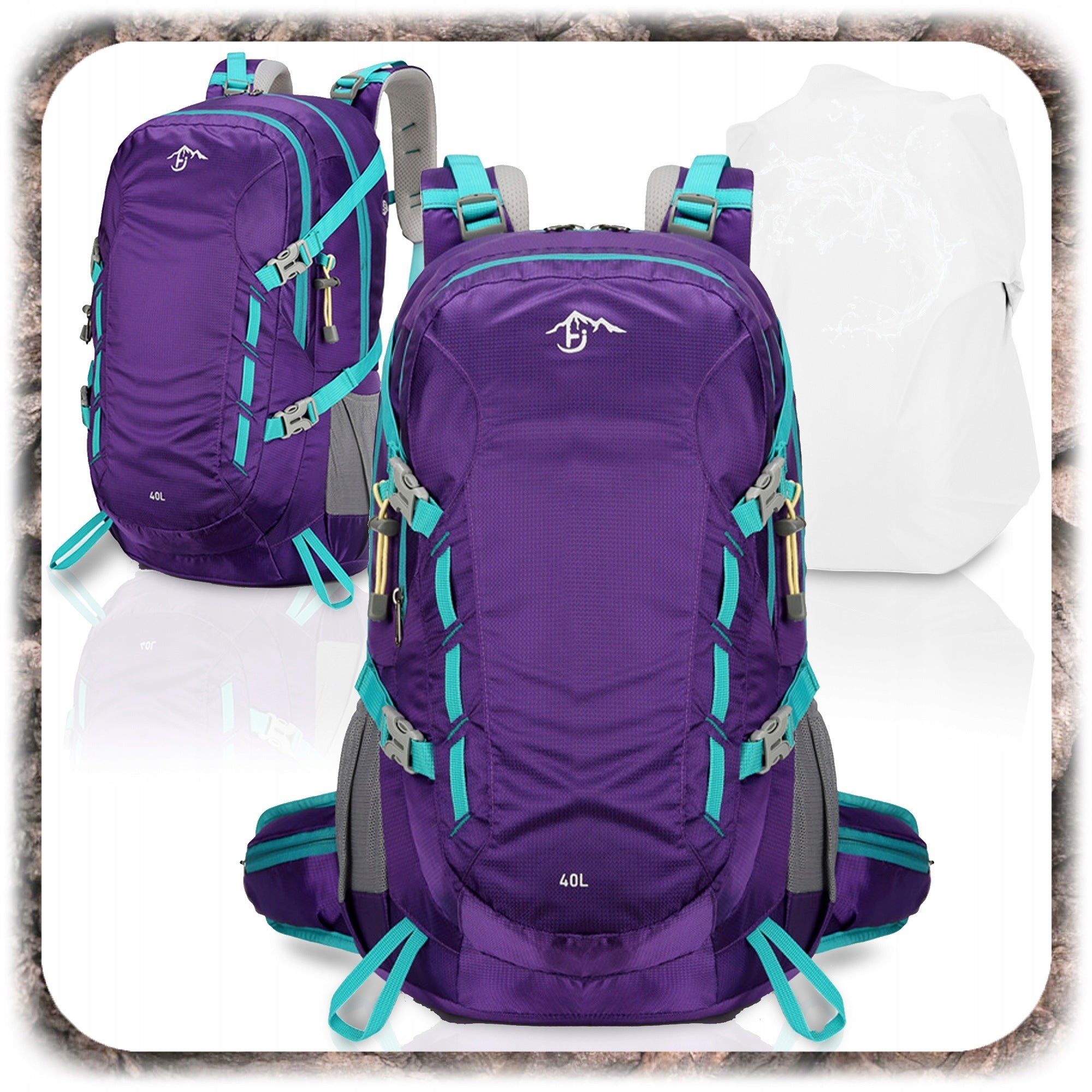 HIKING BACKPACK 40L TREKKING MEN'S MOUNTAIN SPORTS + COVER Packaging status original