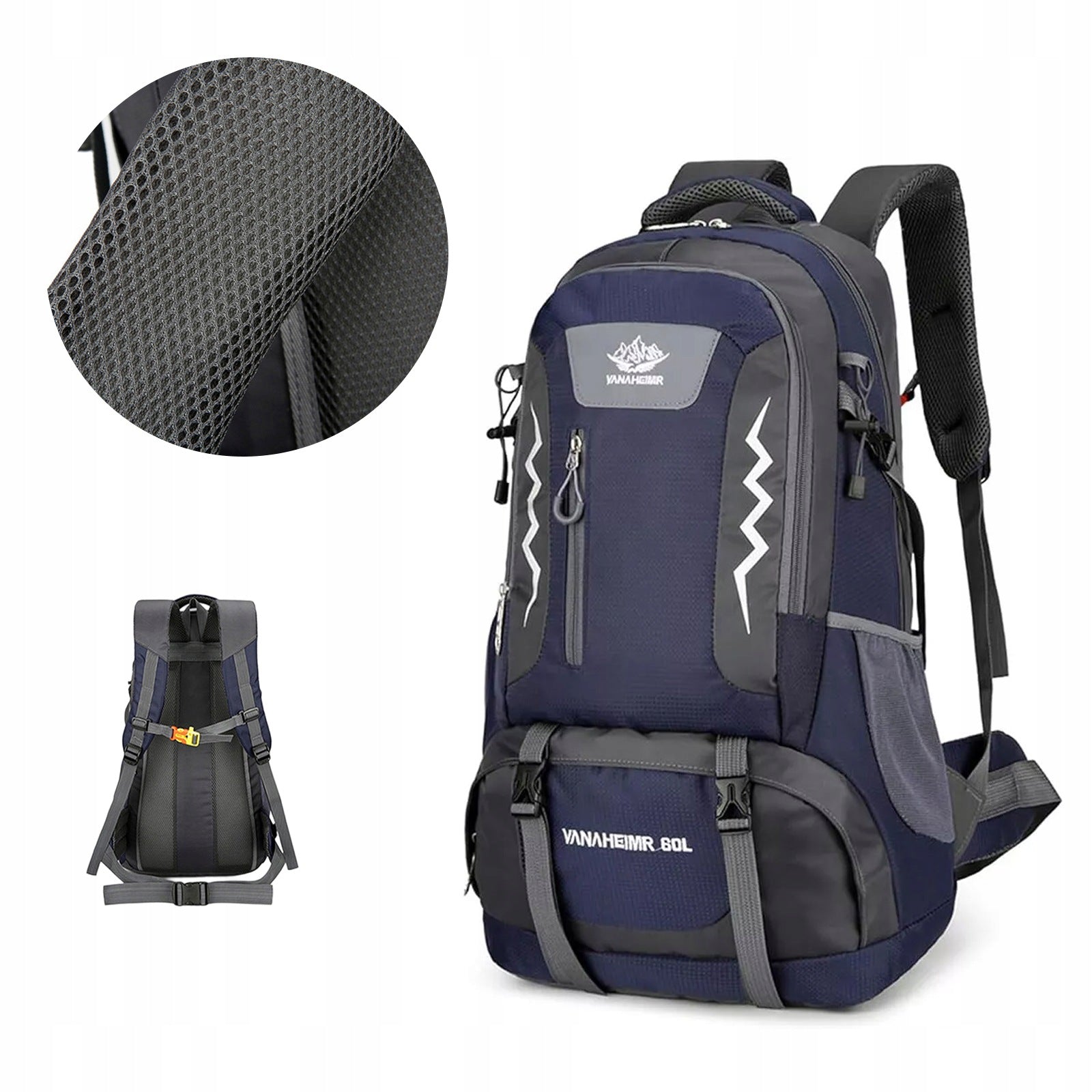 HIKING BACKPACK FOR TRIP TO THE MOUNTAINS COMFORTABLE 60L SURVIVAL BIVOUAC