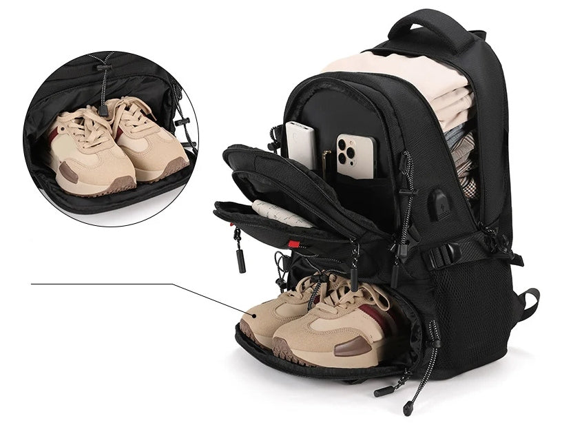HIKING BACKPACK TREKKING IN THE MOUNTAINS LARGE LIGHTWEIGHT TRAVELER WITH SHOE COMPARTMENT Brand no brand
