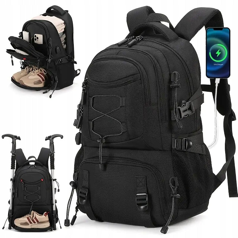 HIKING BACKPACK TREKKING IN THE MOUNTAINS LARGE LIGHTWEIGHT TRAVELER WITH SHOE COMPARTMENT