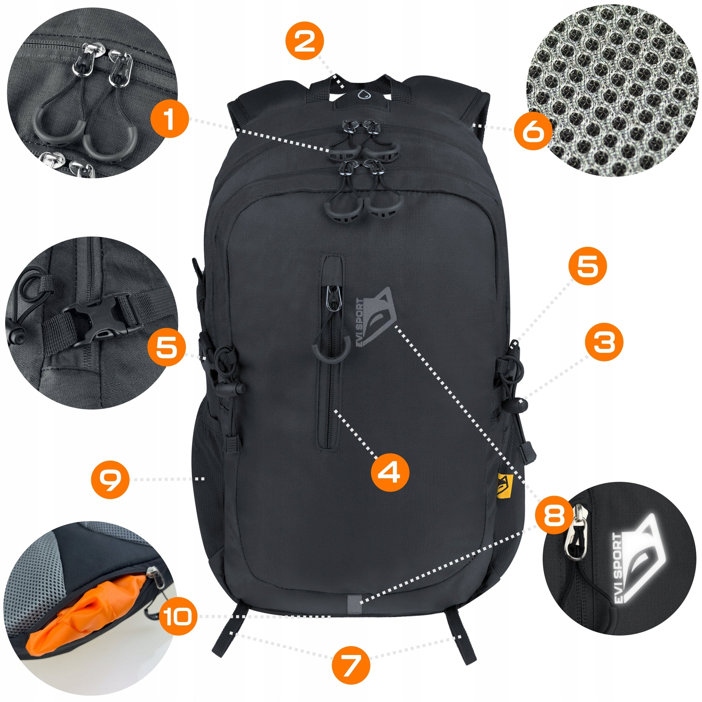 HIKING BACKPACK TREKKING MOUNTAIN 25L MEN'S WOMEN'S STRONG IN THE MOUNTAINS BLACK Manufacturer code SHP-1096