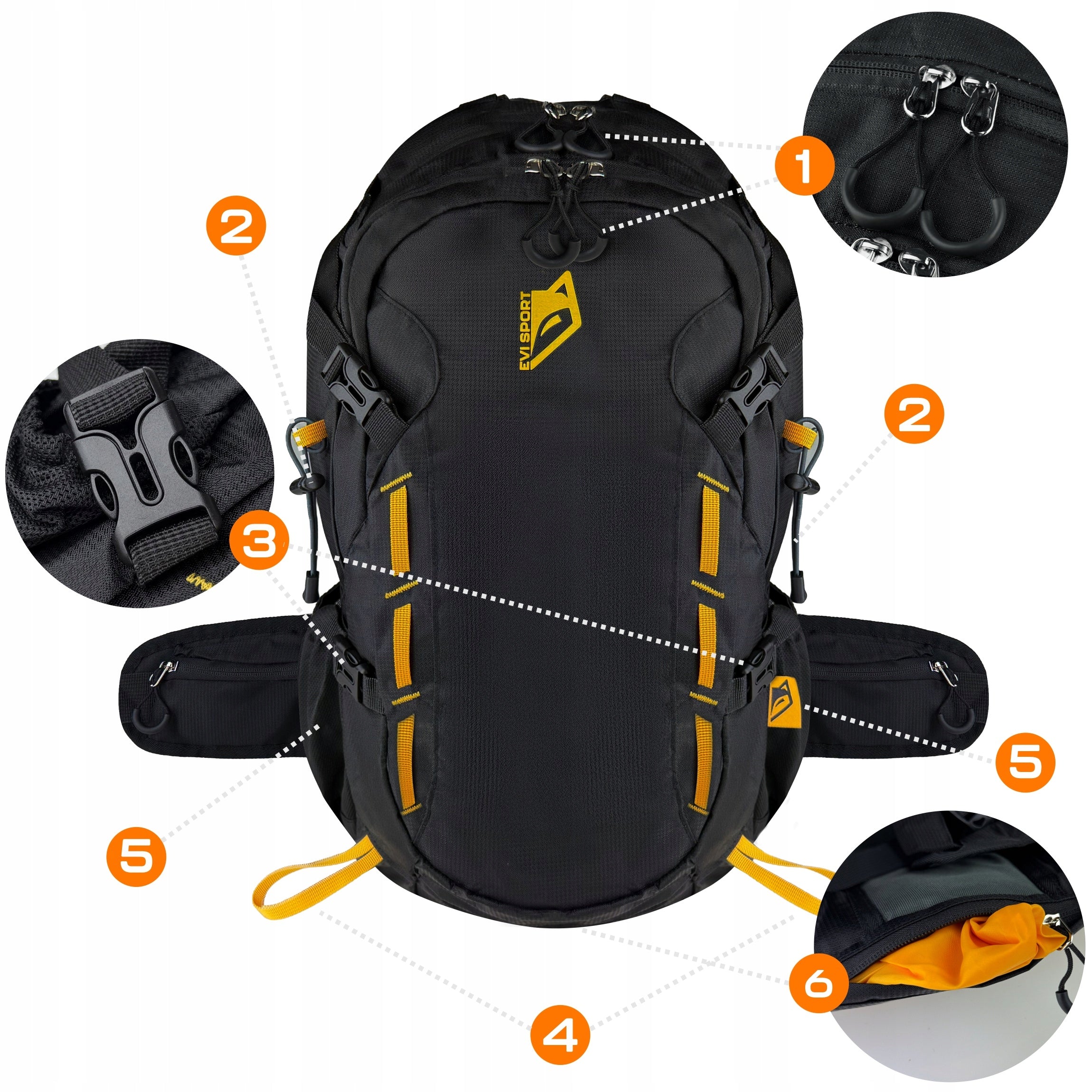 HIKING BACKPACK TREKKING MOUNTAIN 40L MEN'S WOMEN'S STRONG IN THE MOUNTAINS BLACK Manufacturer code SHP-1114