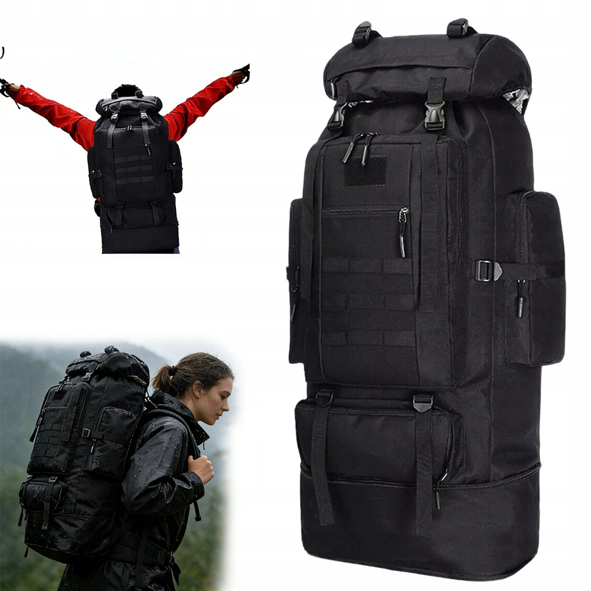 HIKING BACKPACK TREKKING MOUNTAIN IN THE MOUNTAINS 100L MEN'S WOMEN'S STRONG