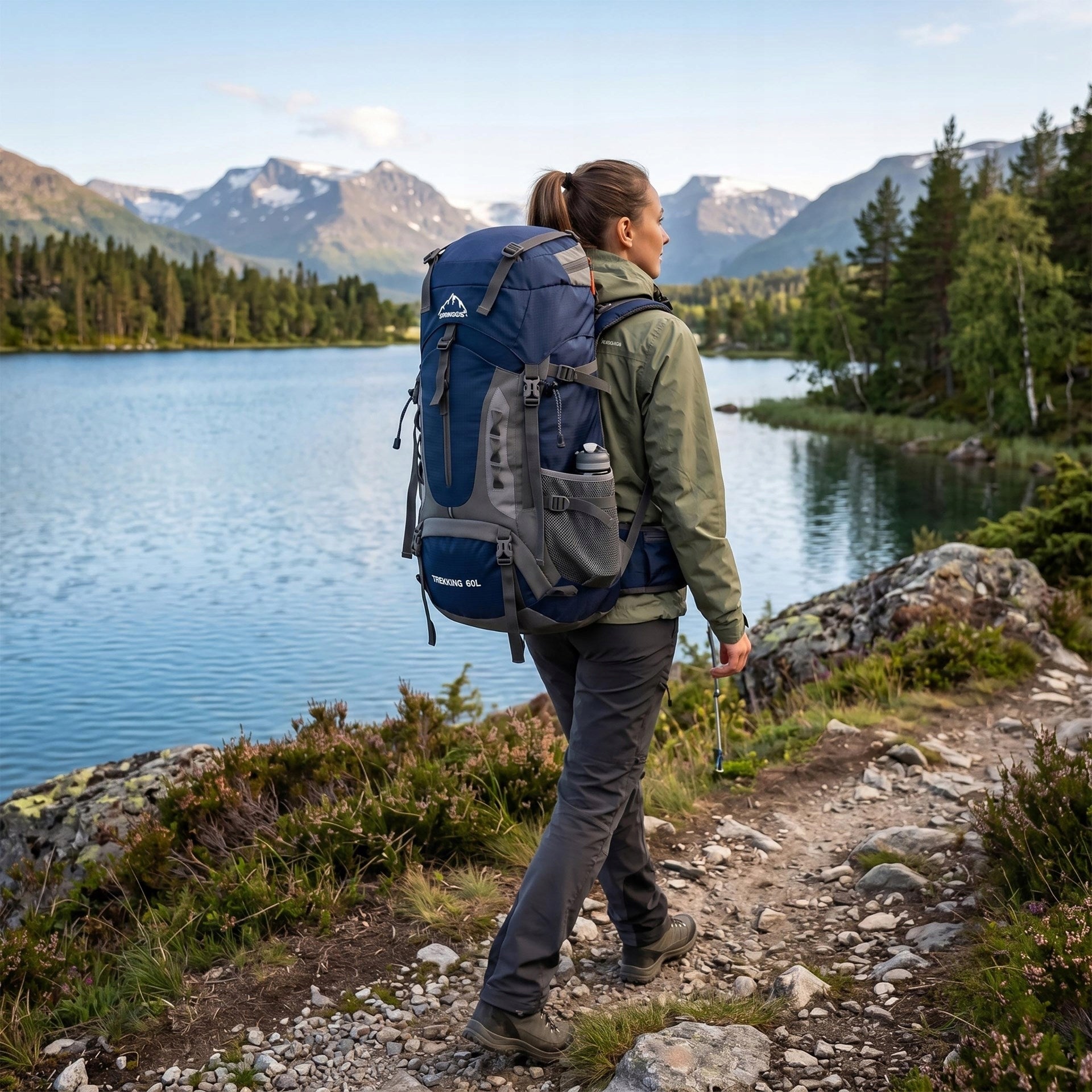HIKING BACKPACK TREKKING MOUNTAIN IN THE MOUNTAINS 60L MEN'S WOMEN'S STRONG NAVY BLUE Packaging status original