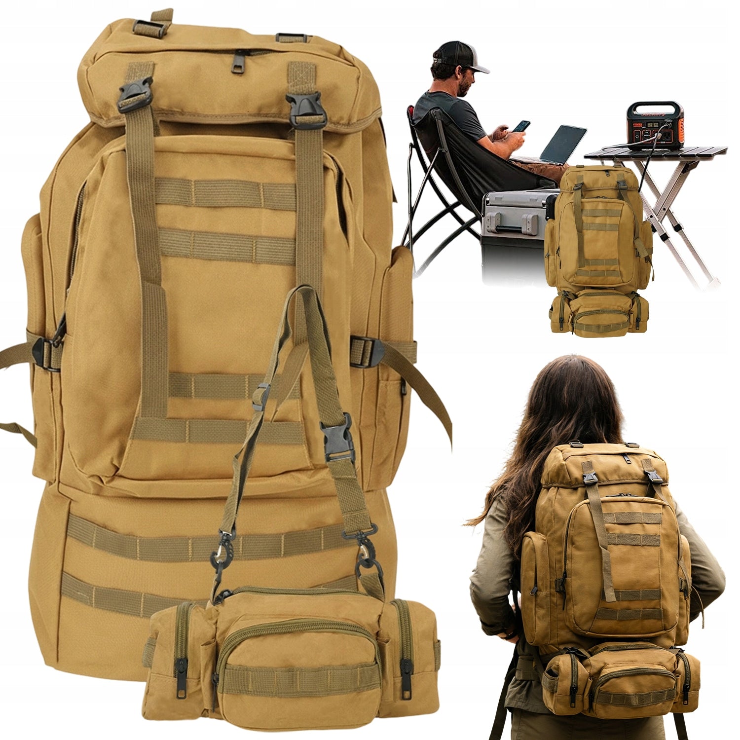 HIKING BACKPACK TREKKING TRAVEL LARGE 100L WATERPROOF