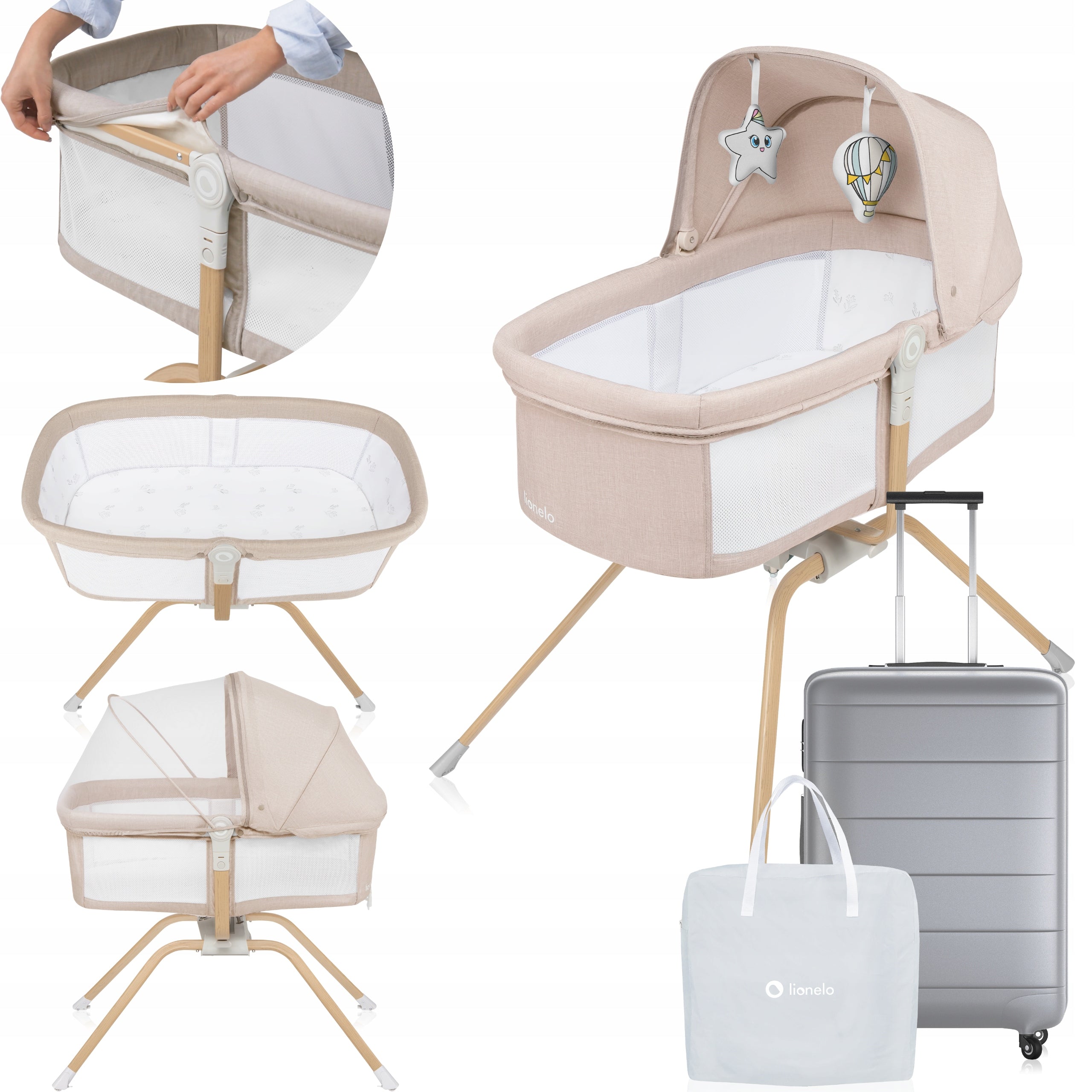 HIKING COT 3in1 CRADLE PLAYPEN MATTRESS BAG LIONELO MALIN EVO Packaging status original