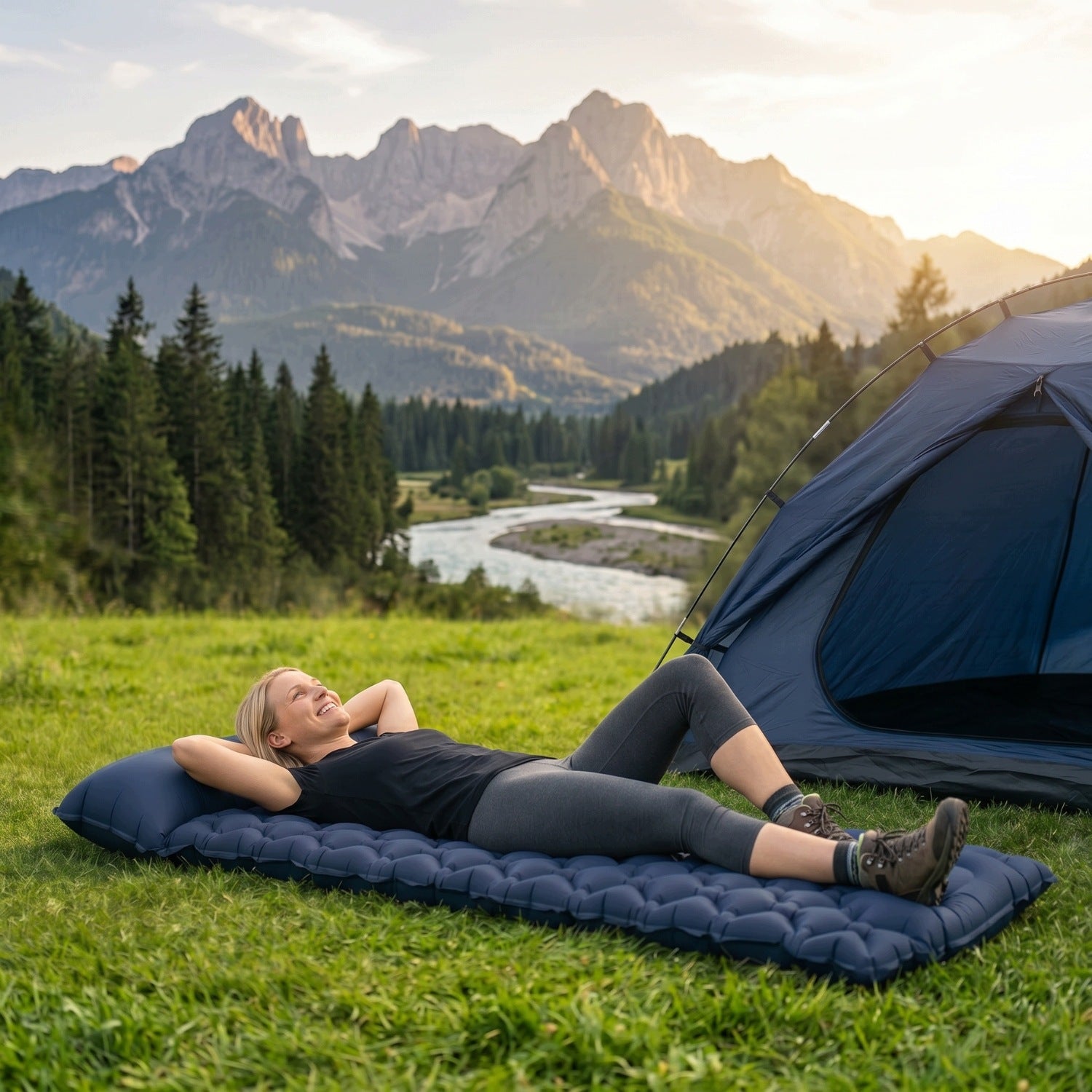 HIKING MAT BUILT-IN SINGLE PUMP LIGHTWEIGHT FOR SLEEPING Air Packaging status original