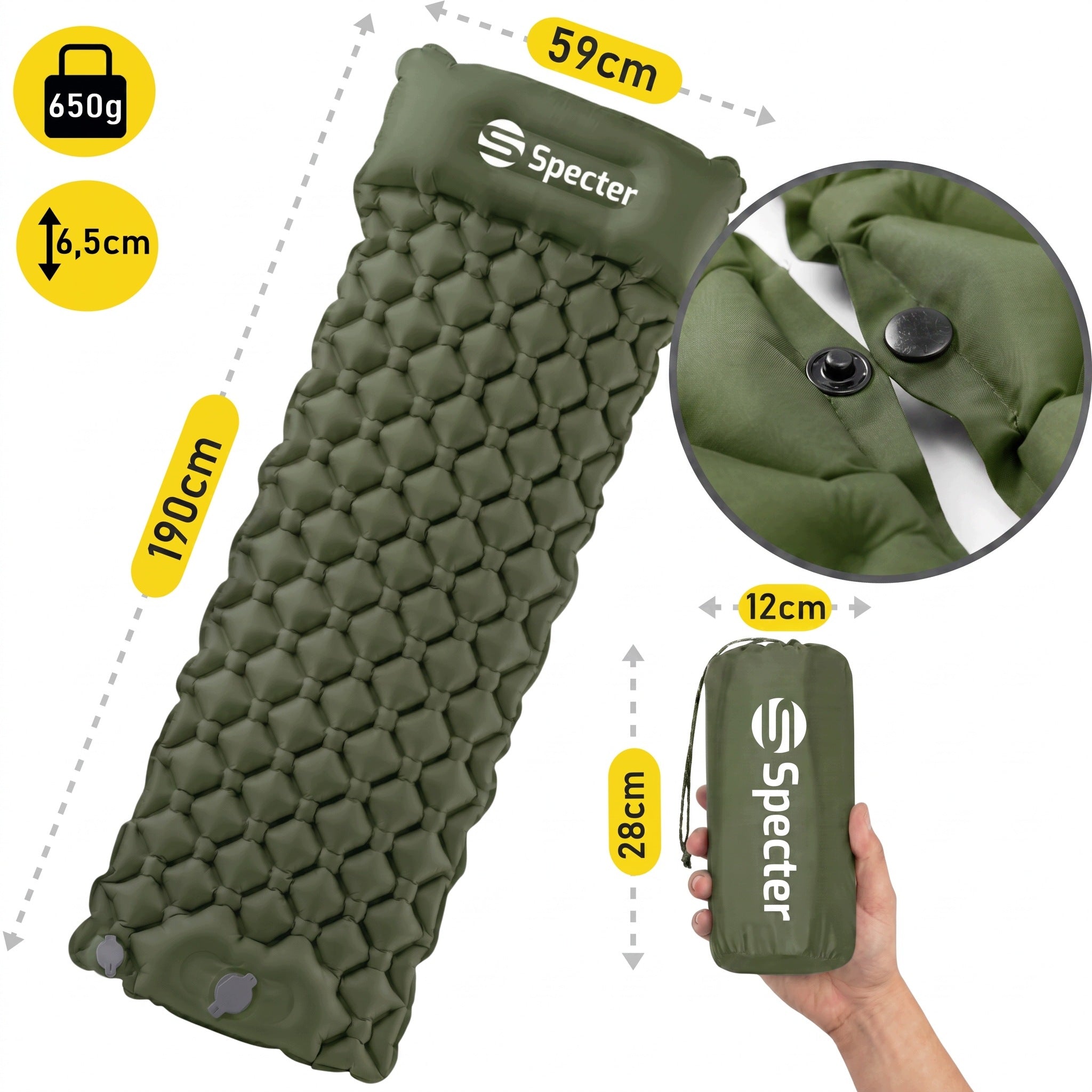 HIKING MAT BUILT-IN SINGLE PUMP LIGHTWEIGHT FOR SLEEPING Air Packaging status original