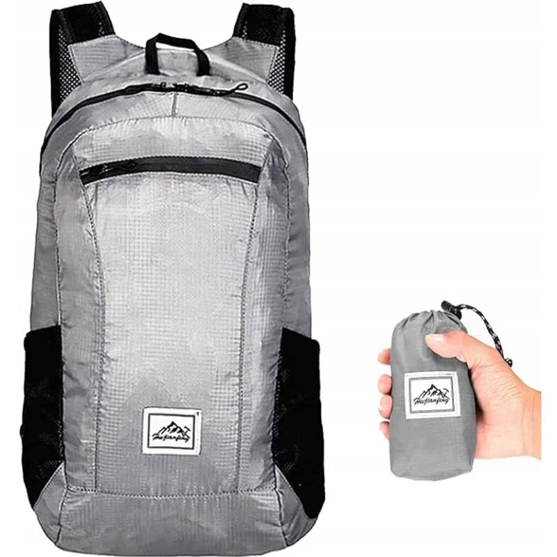 HIKING POCKET BACKPACK WATERPROOF 20L GREY BLACK RAINPROOF