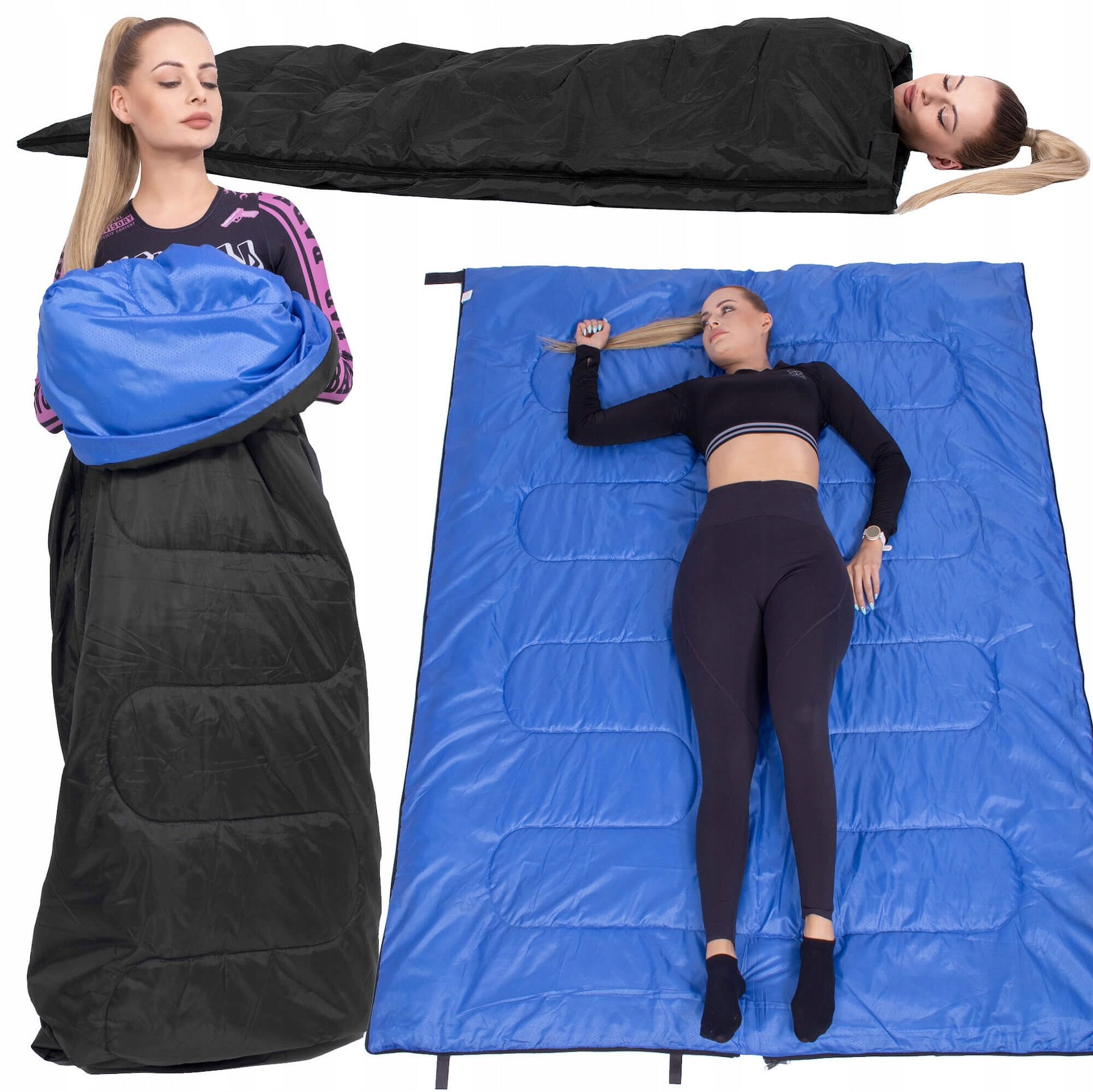 HIKING SLEEPING BAG 190x73cm QUILT 2in1 WARM LIGHT + COVER Packaging status original